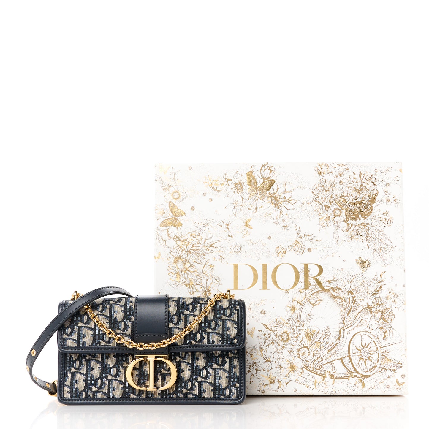 Oblique 30 Montaigne East West Chain Flap Bag Blue