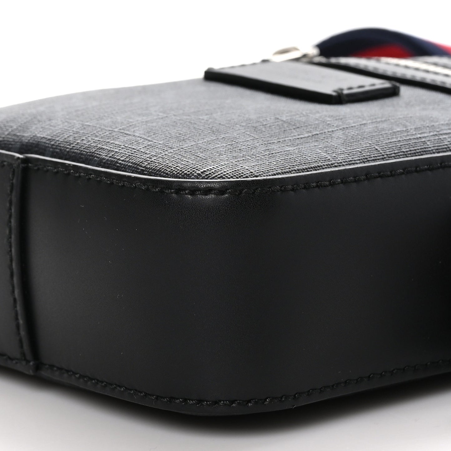 GG Supreme Monogram Appia Calfskin Web Small Camera Messenger Bag Black Grey