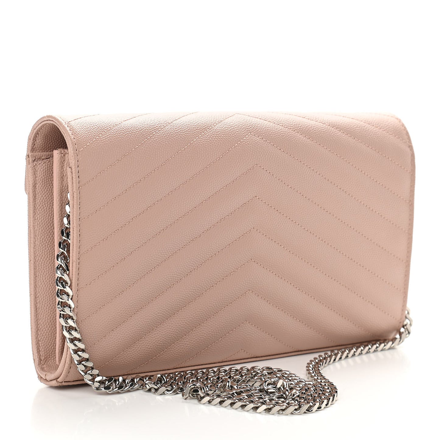 Grain De Poudre Matelasse Chevron Monogram Chain Wallet Pale Pink