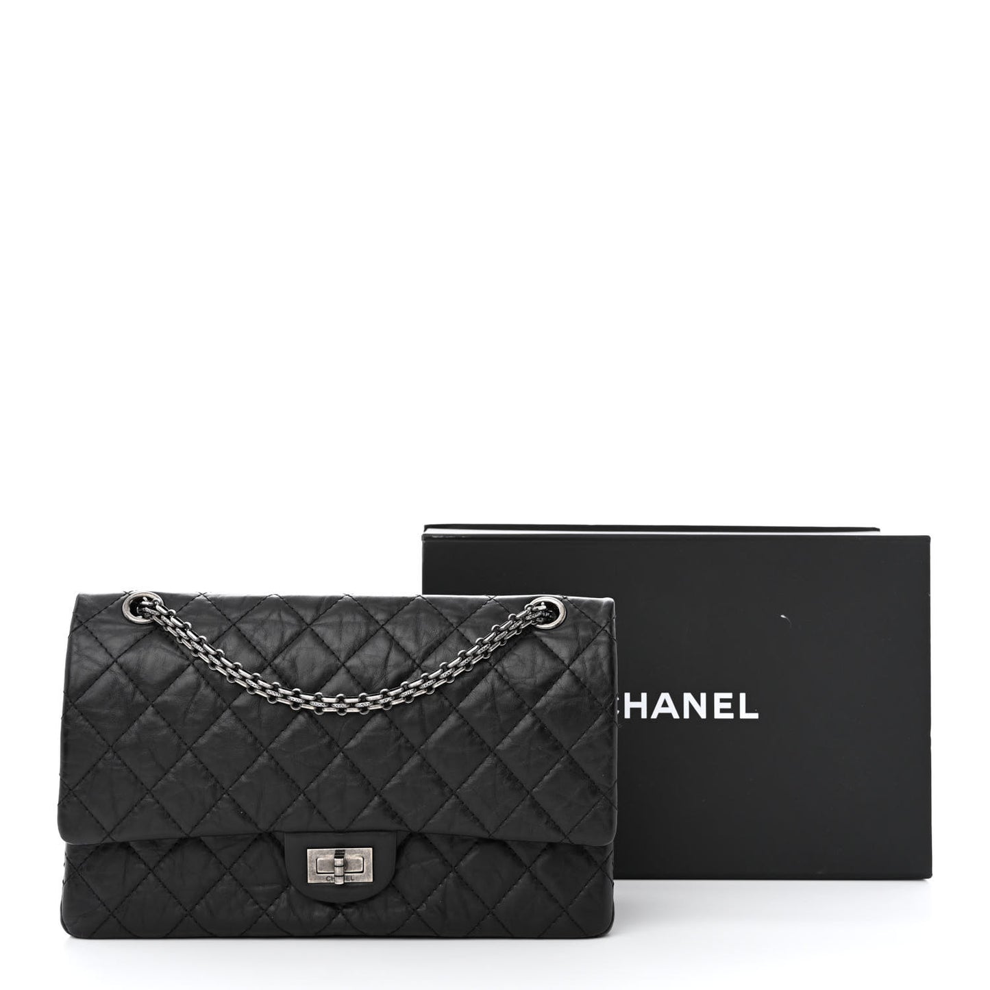 Aged Calfskin Quilted 2.55 Reissue 226 Flap Black