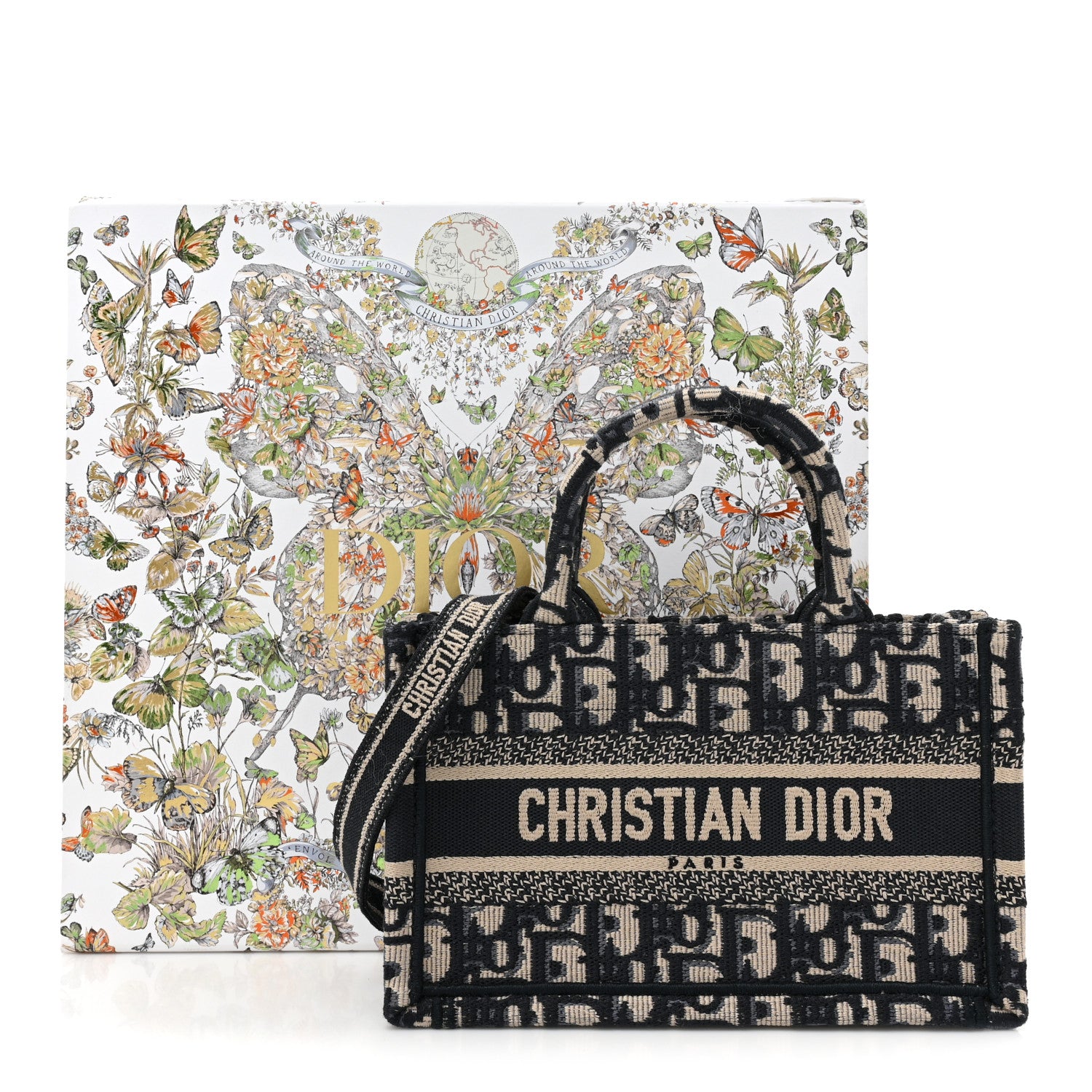 Christian Dior Oblique Mini Book Tote With Strap Blue Multicolor 10 of 10