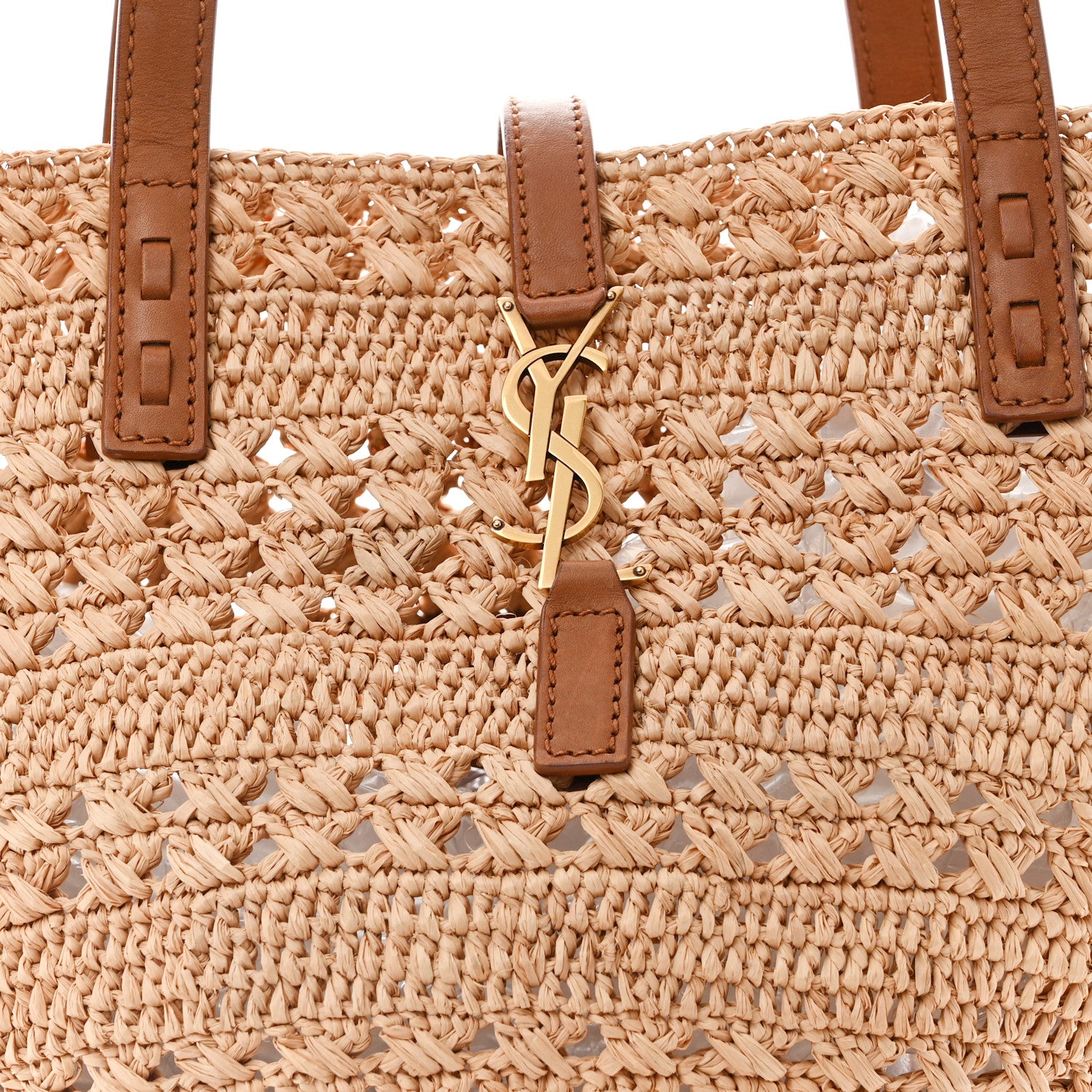 Saint Laurent Raffia Calfskin Small Panier Tote Naturel 8 of 10