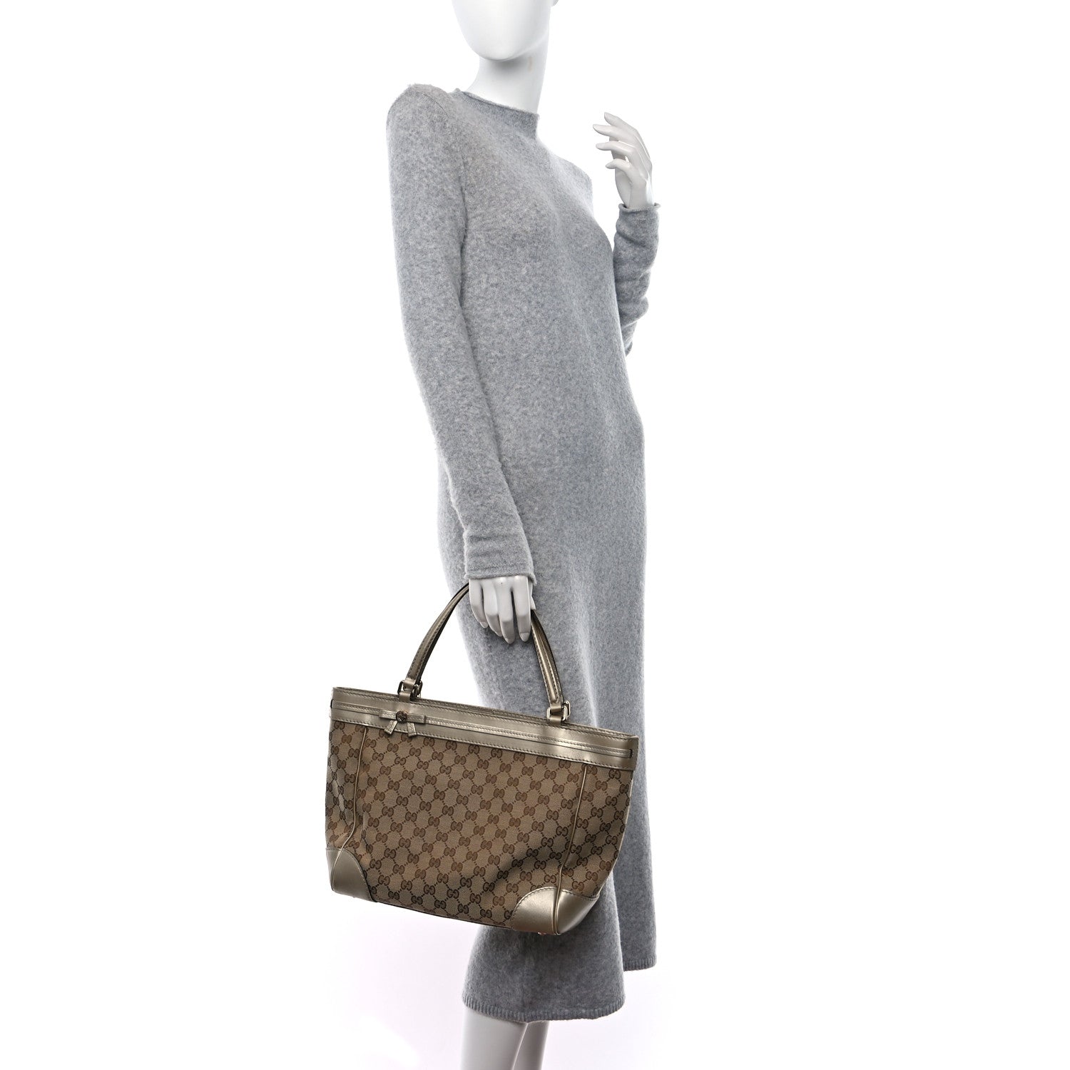 Gucci Monogram Web Medium Mayfair Tote Gold 2 of 12