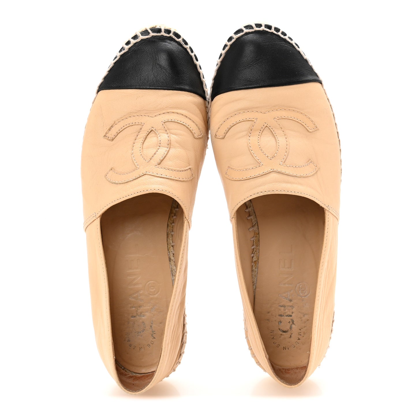 Lambskin CC Espadrilles 37 Beige Black