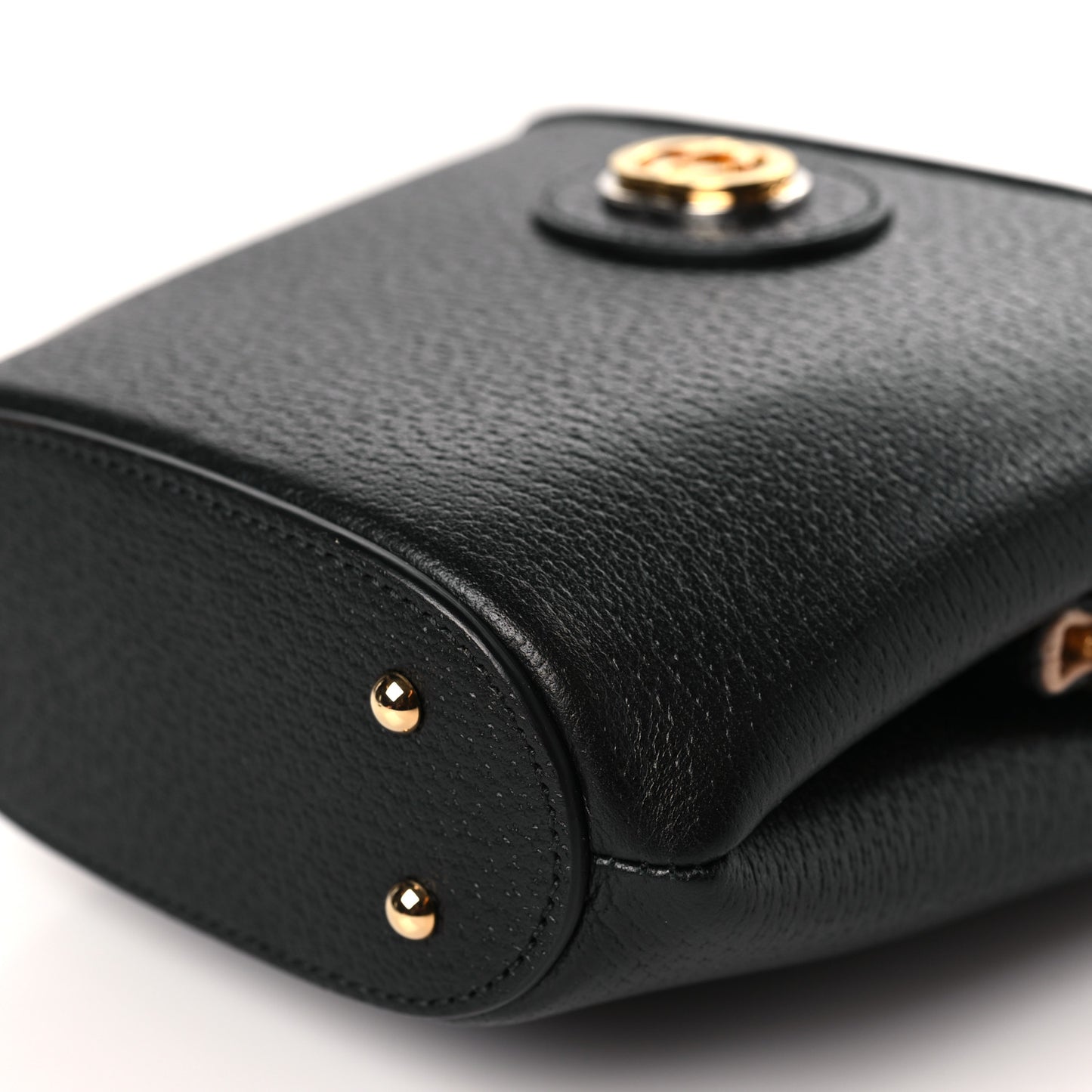 Textured Dollar Calfskin Bamboo Mini Marina Bucket Bag Black