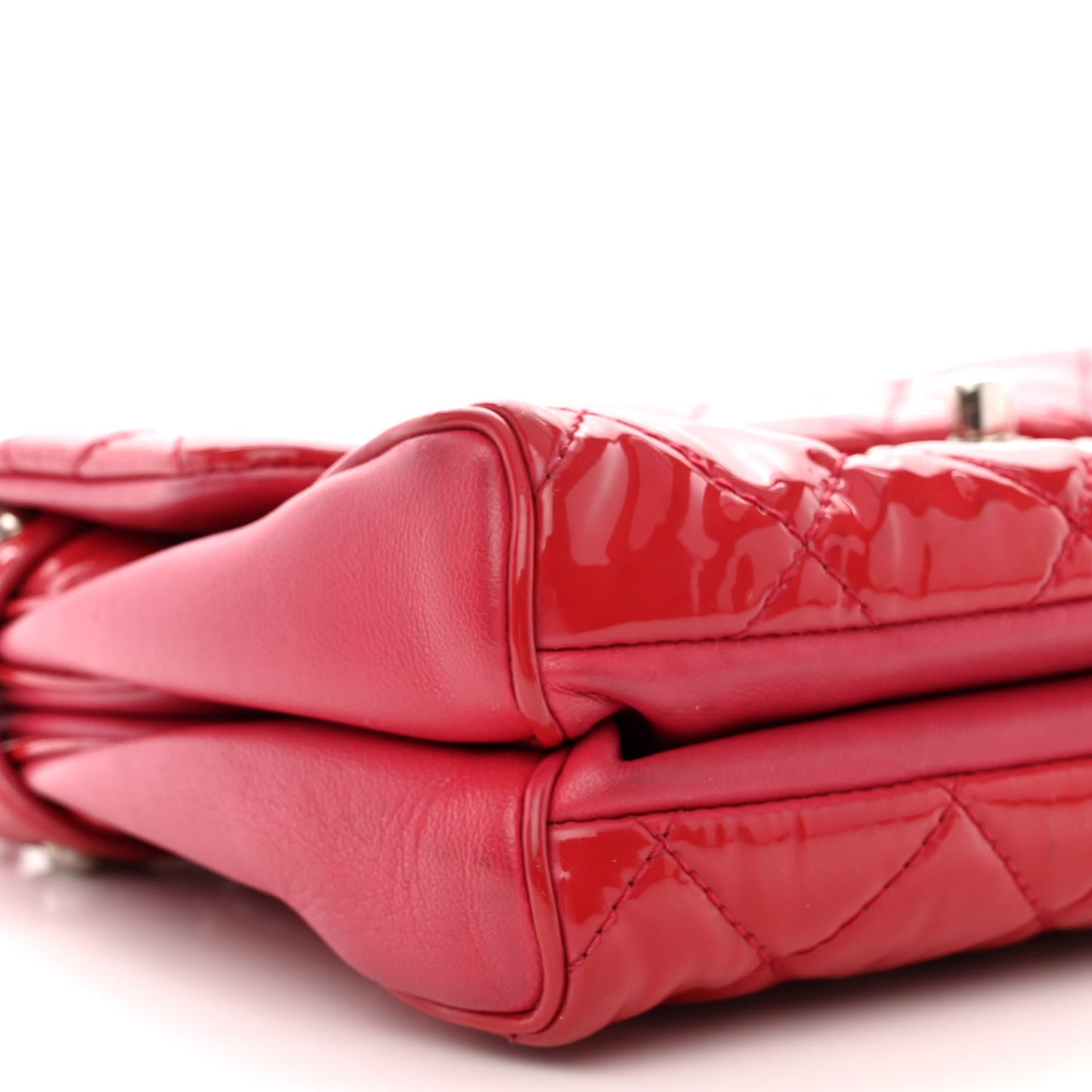 Patent Quilted Small Rock In Rome Single Flap Dark Pink