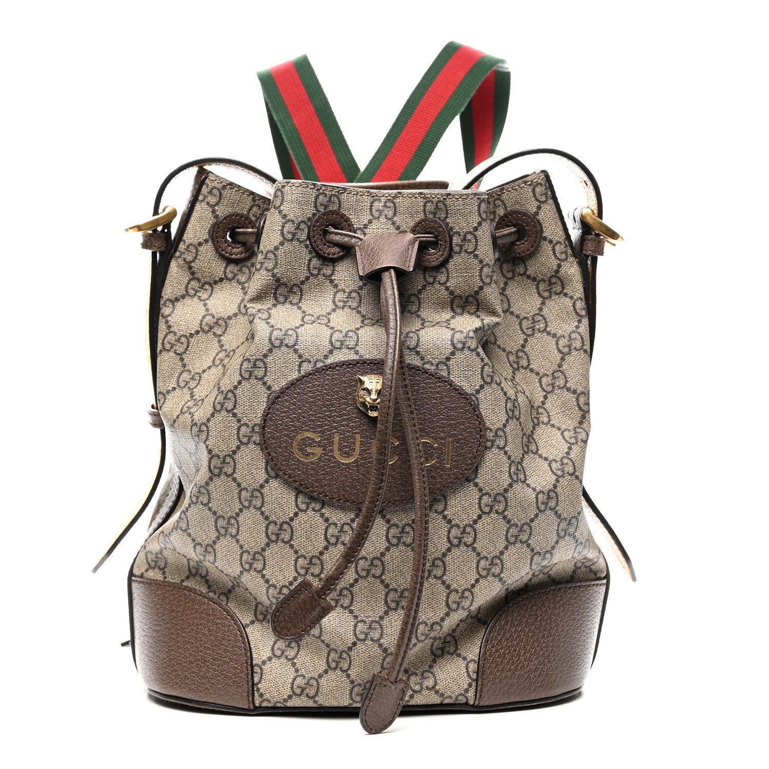 Gucci GG Supreme Monogram Neo Vintage Drawstring Bucket Backpack