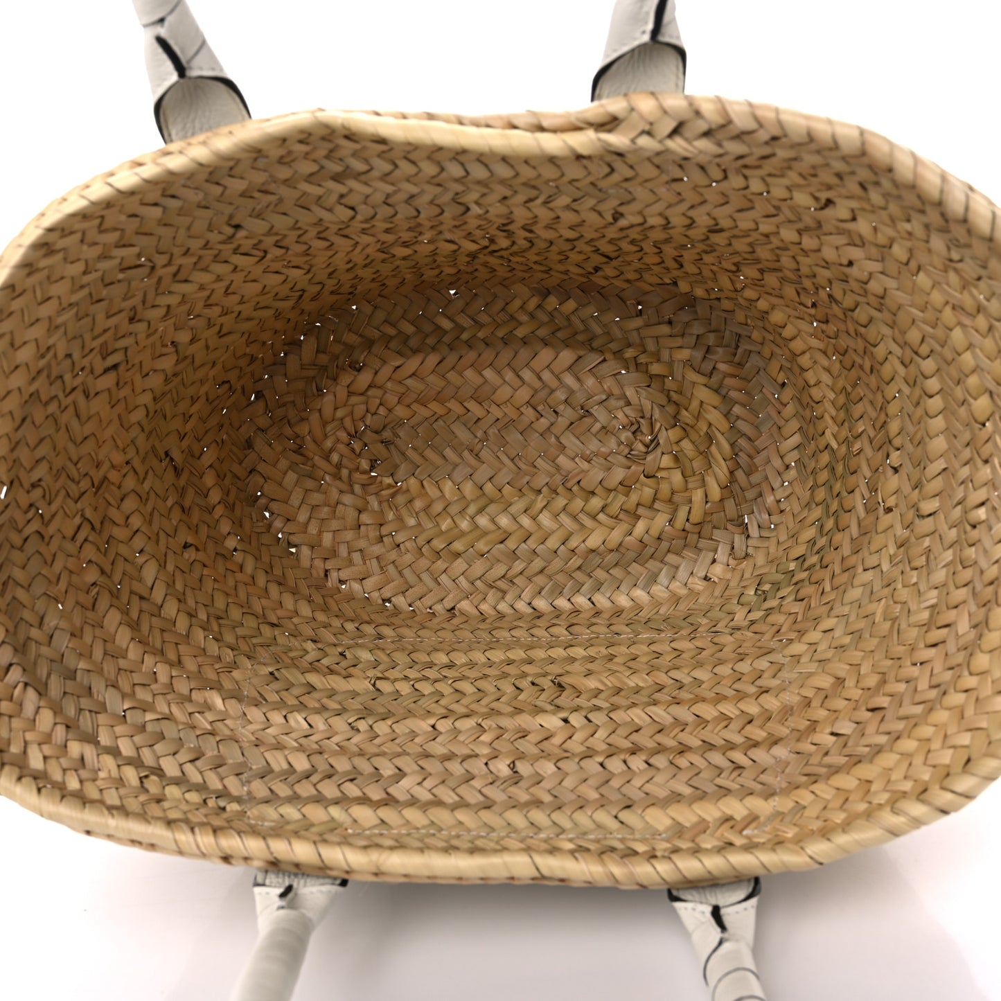 Raffia Grain Calfskin Medium Marcie Basket White