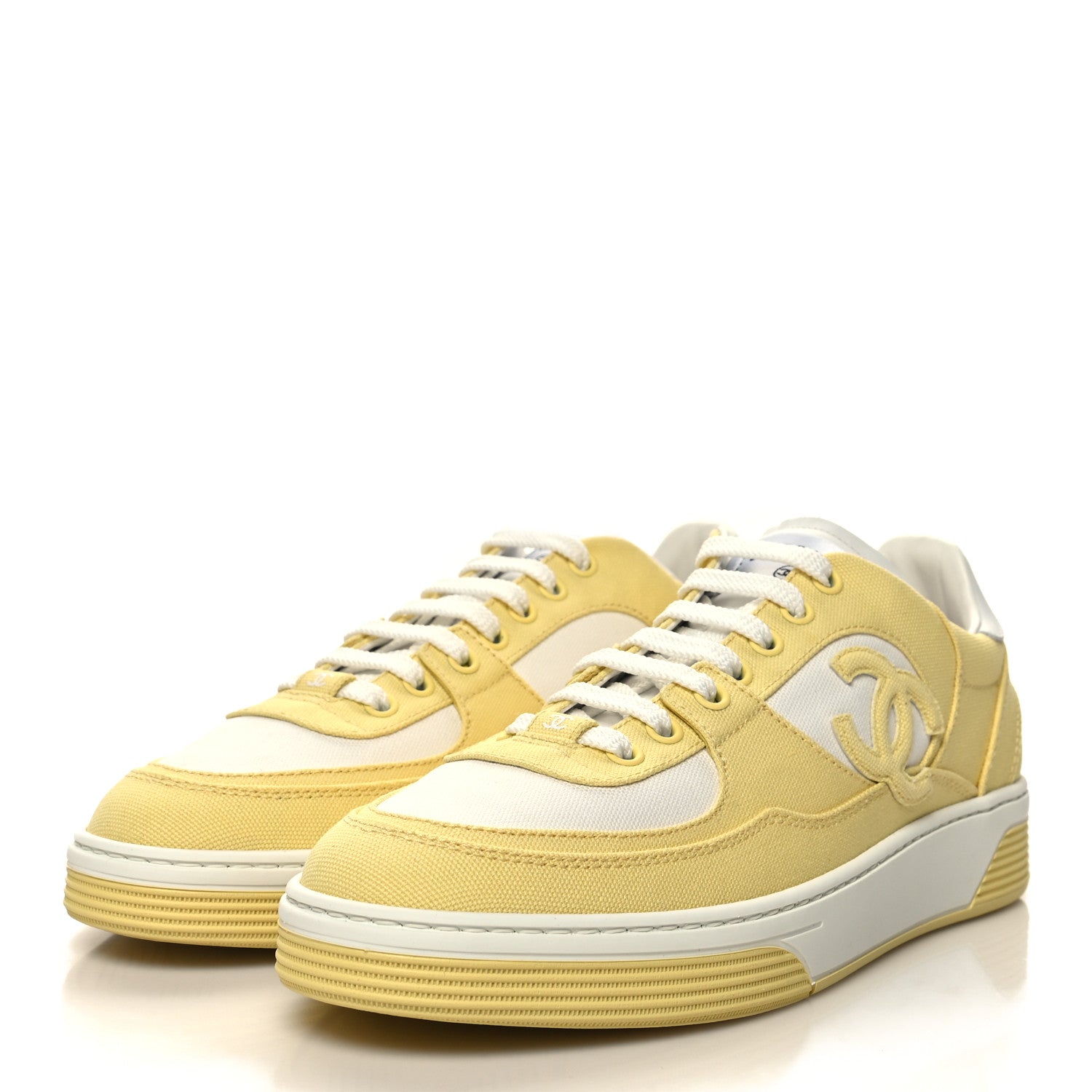 Chanel Cotton Sneakers 40 Yellow White 3 of 9