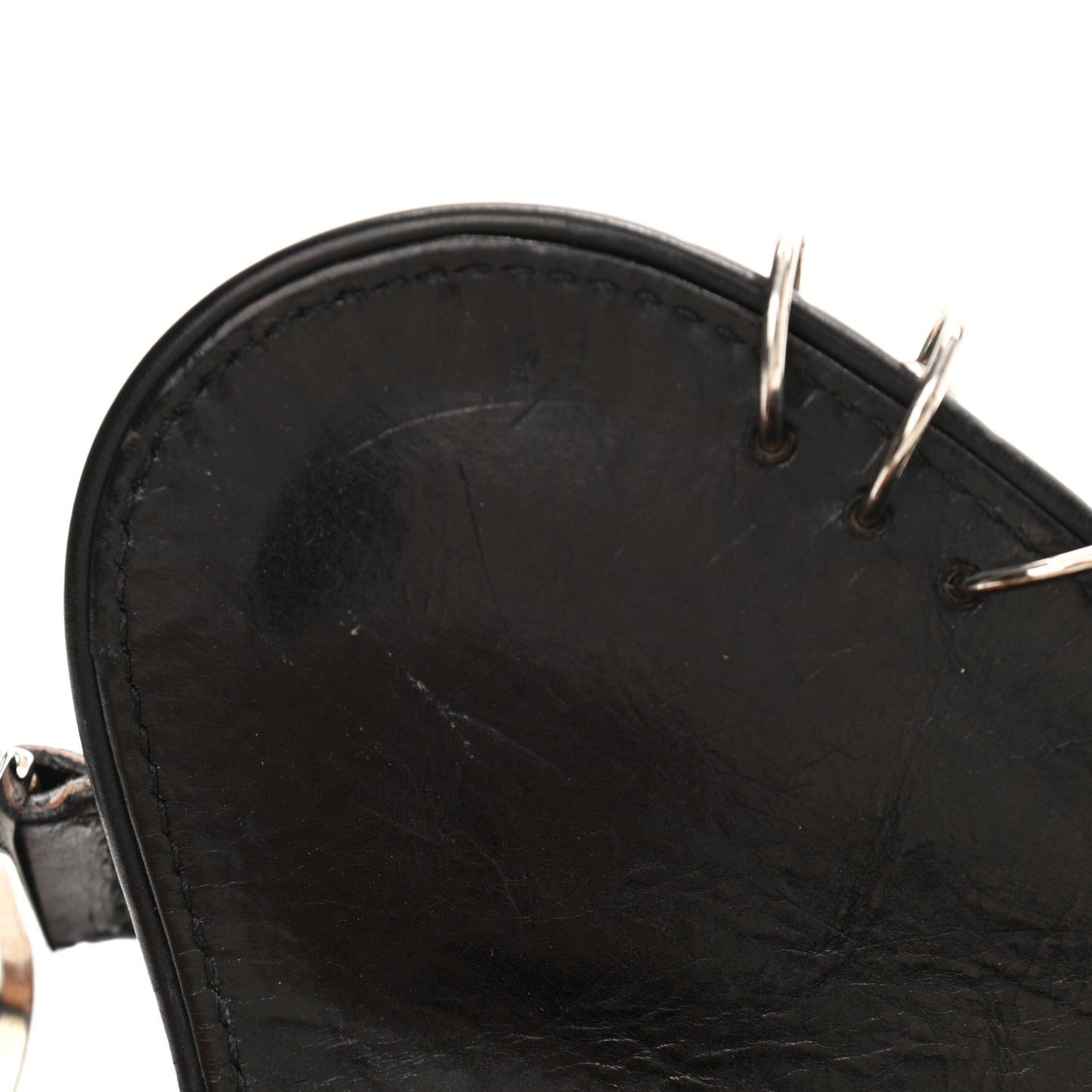 Calfskin Hardcore Pierced Saddle Bag Black