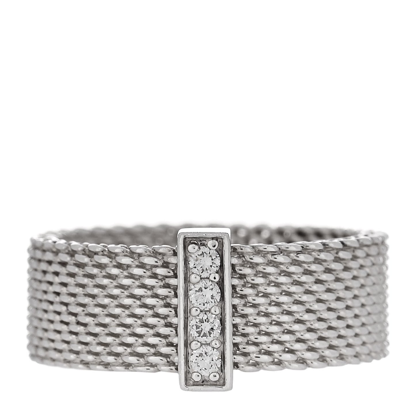 Sterling Silver Diamond Somerset Mesh Ring 52 6