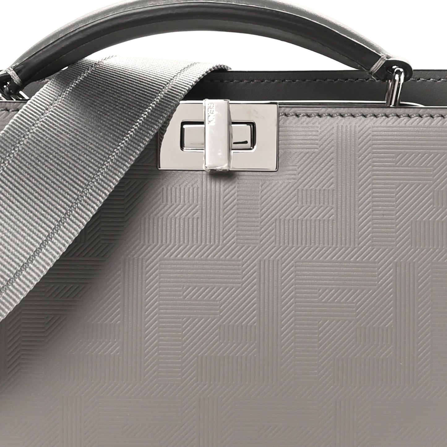 Calfskin Striped Texture FF Peekaboo I See U X Cross Satchel Moon Argilla