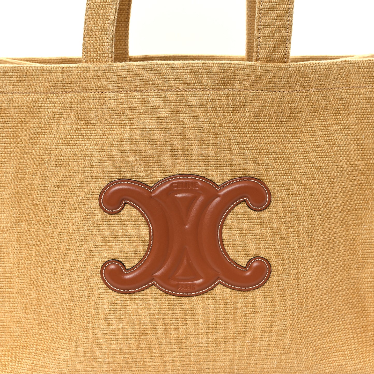 Canvas Calfskin Triomphe Large Cabas Thais Natural Tan
