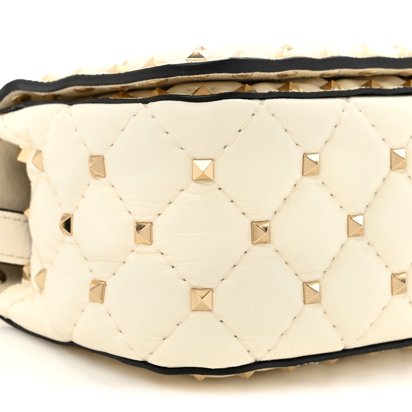 Calfskin Rockstud Spike Convertible Shoulder Bag Ivory
