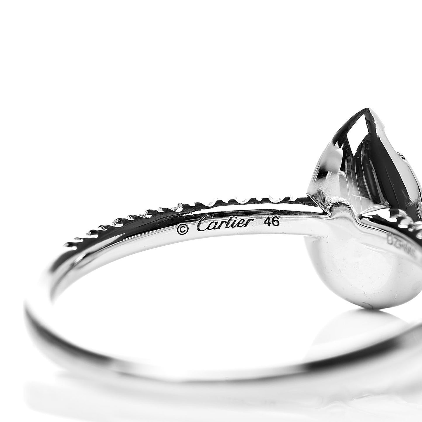 18K White Gold Diamond Etincelle De Drop Ring 46 3.75