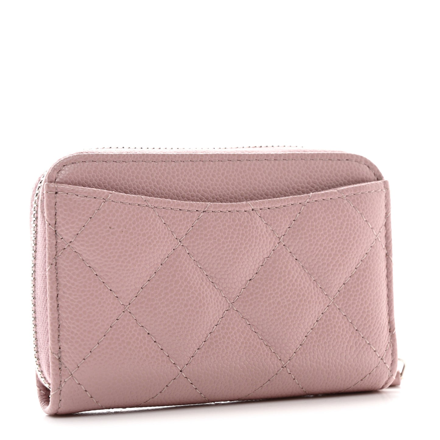 Caviar Quilted Zip Coin Purse Light Pink