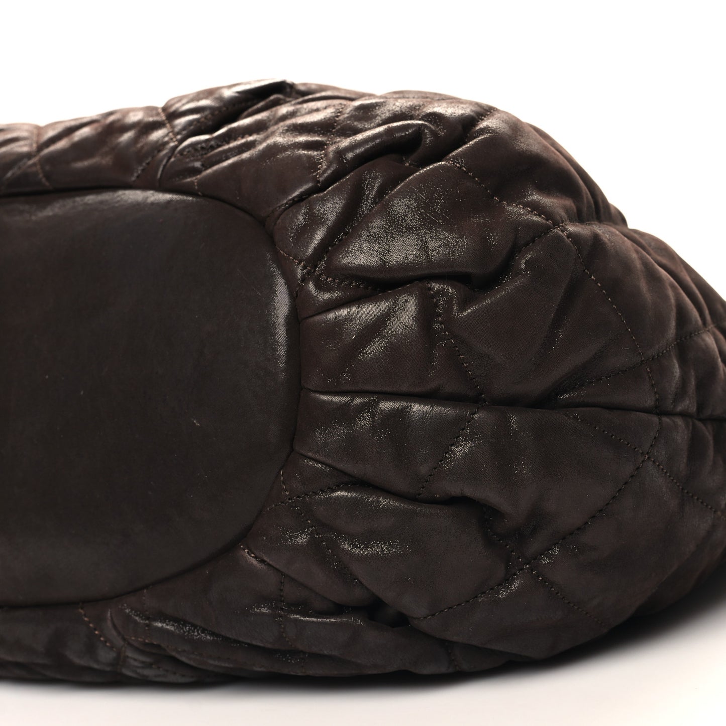 Iridescent Calfskin Quilted Large In The Mix Tote Dark Brown