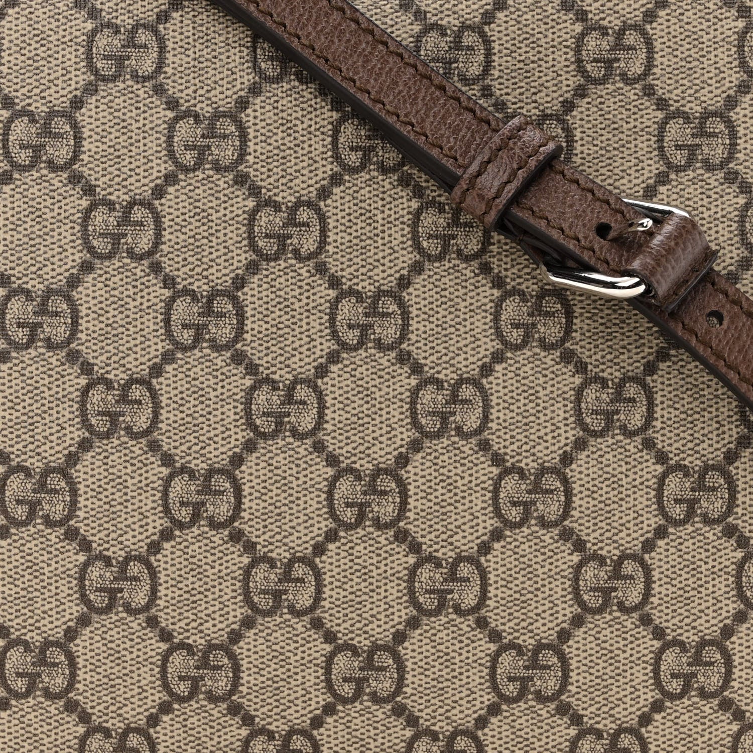 Gucci GG Supreme Monogram Textured Calfskin Square Messenger Bag Beige Ebony New Acero 8 of 10