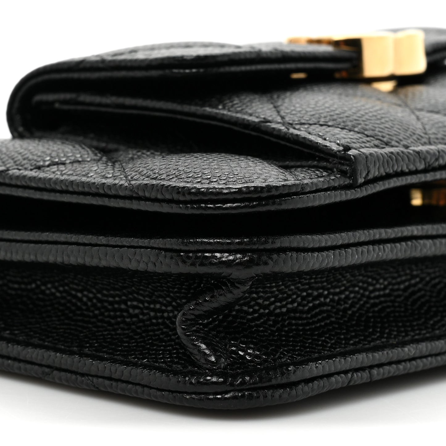 Caviar Quilted Pocket Twins Clutch With Chain Black