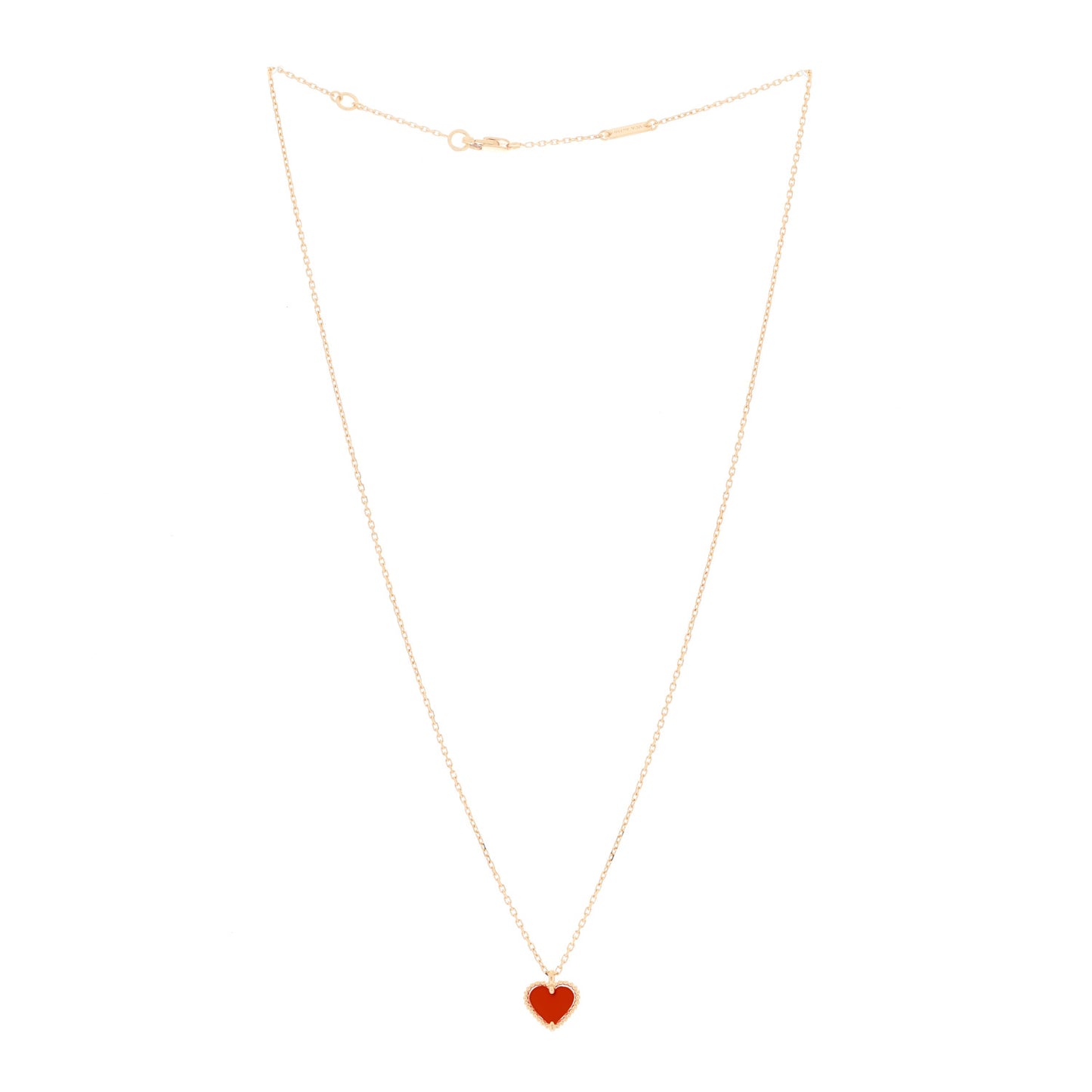 18K Rose Gold Carnelian Sweet Alhambra Heart Pendant Necklace