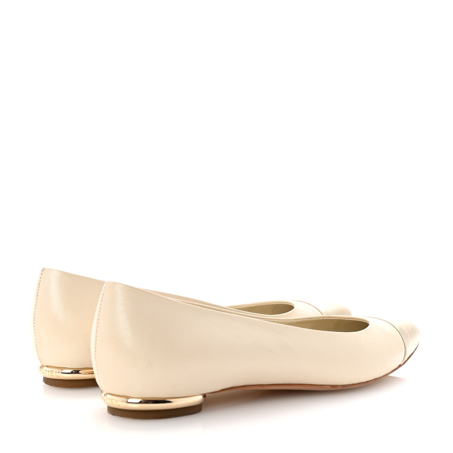 Chanel Lambskin Coco Line Pointed Toe Ballerina Flats 36 Light Beige Gold 5 of 10