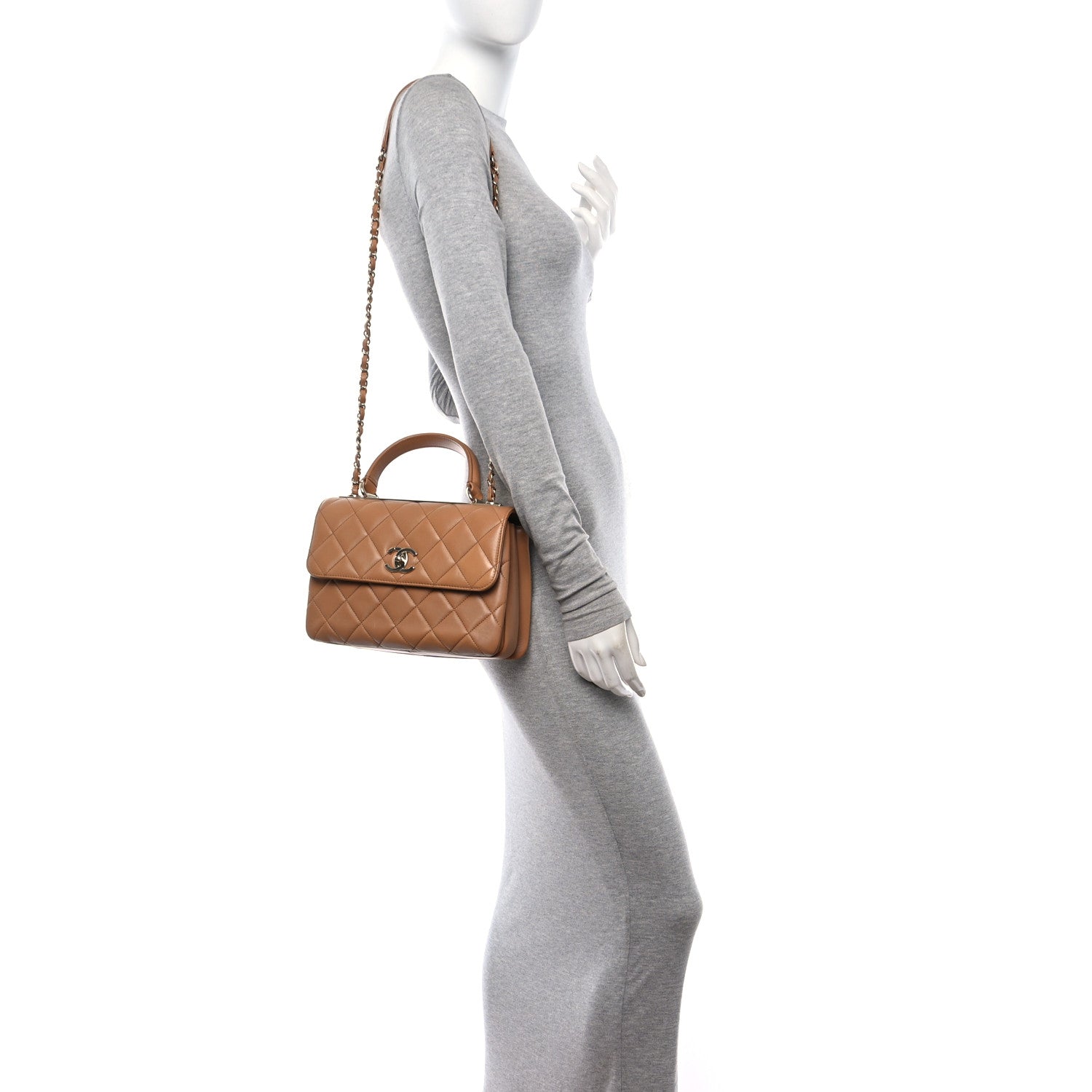 Chanel Lambskin Quilted Small Trendy CC Dual Handle Flap Bag Camel 2 of 12