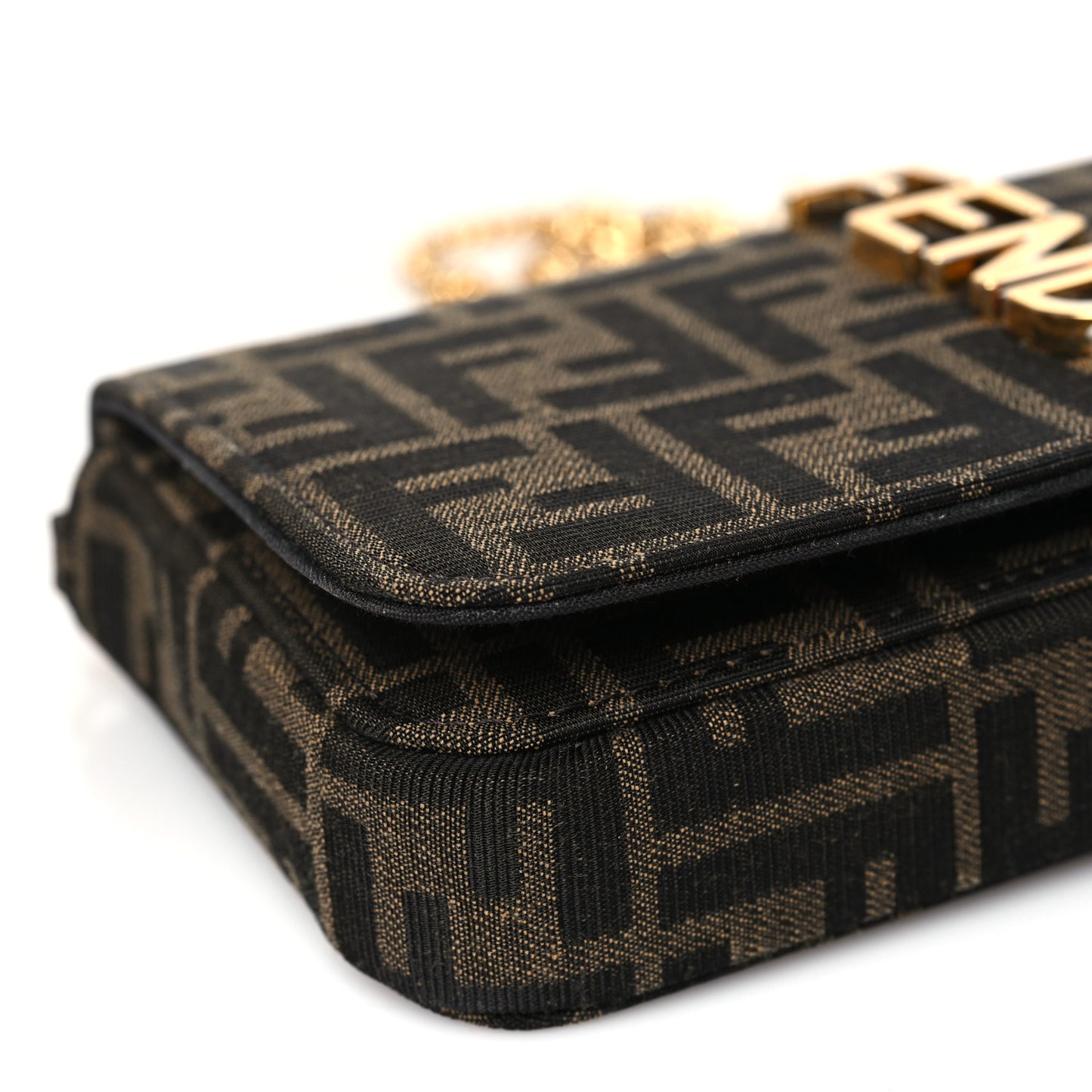 Fabric Jacquard FF 1974 Fendigraphy Wallet On Chain Tobacco Moro Ebano