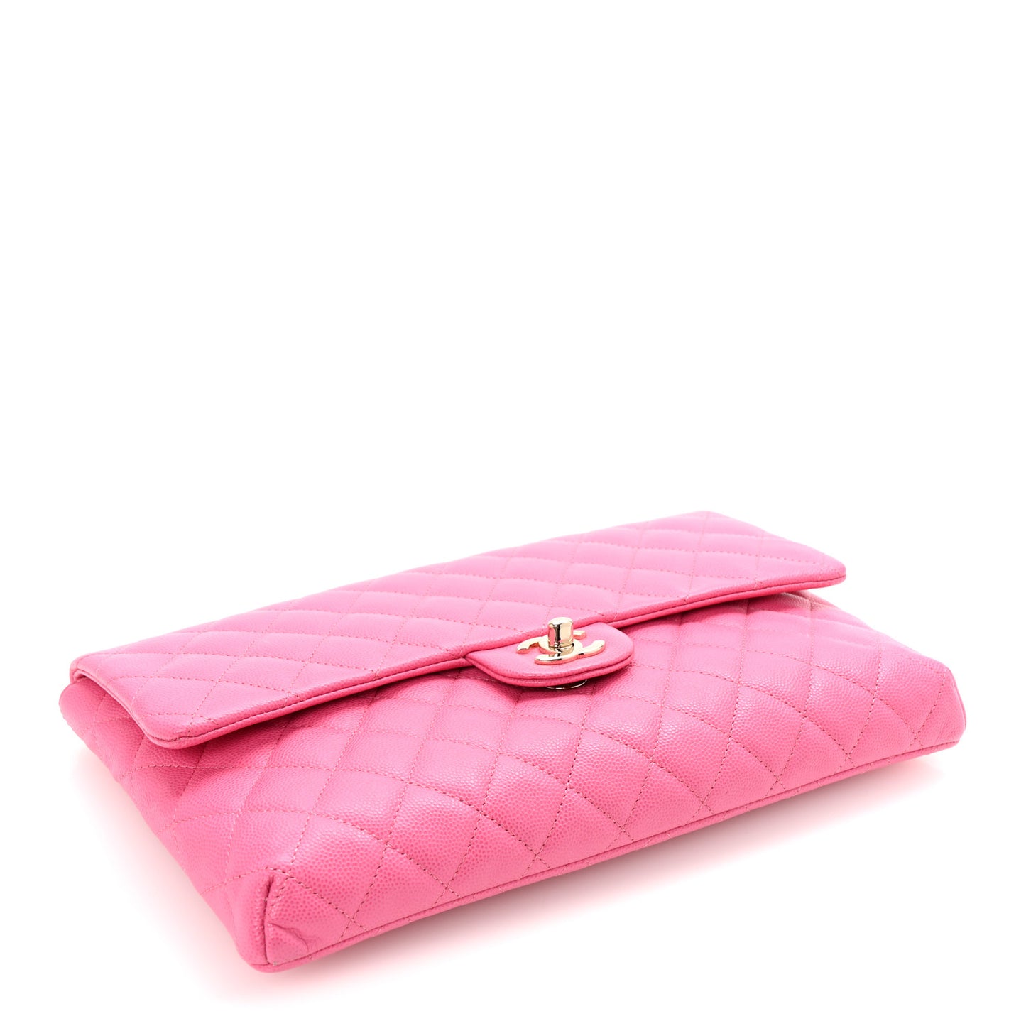 Caviar Quilted Flap Clutch Pink