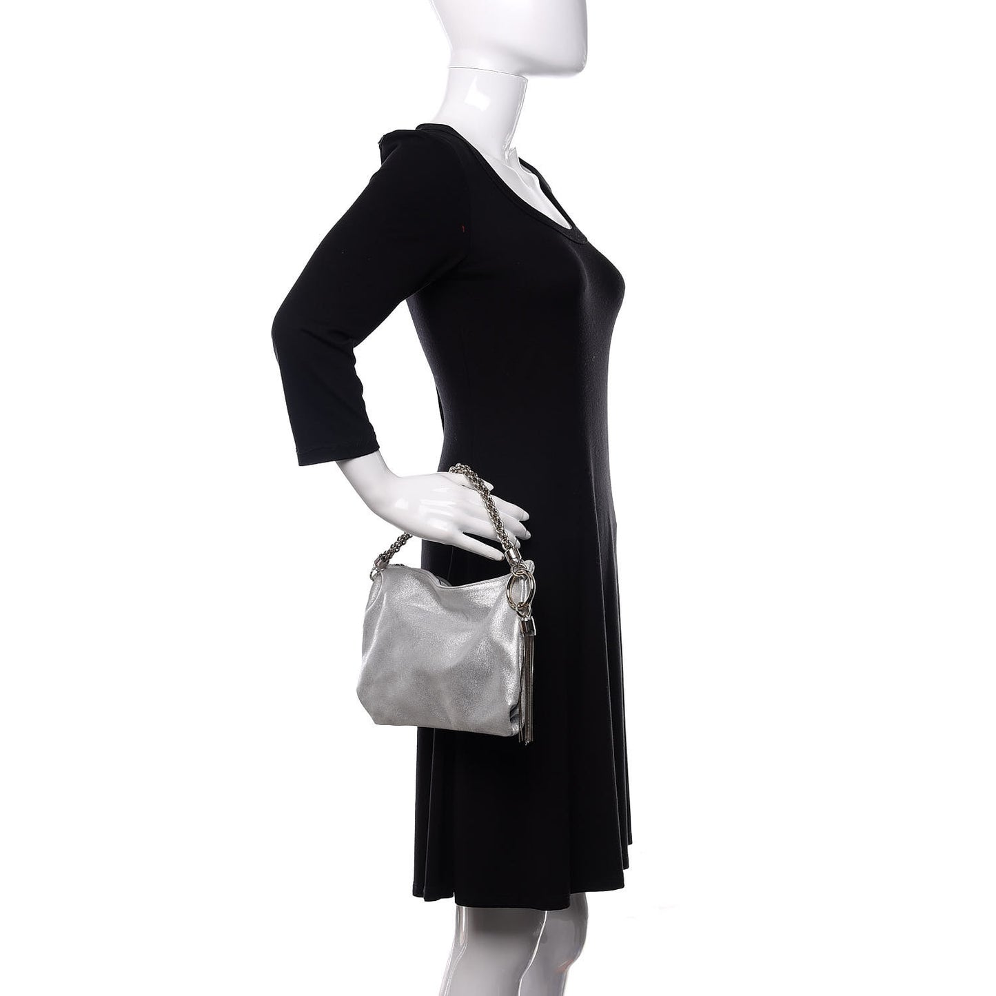 Metallic Goatskin Callie Mea Tassel Shoulder Bag Silver