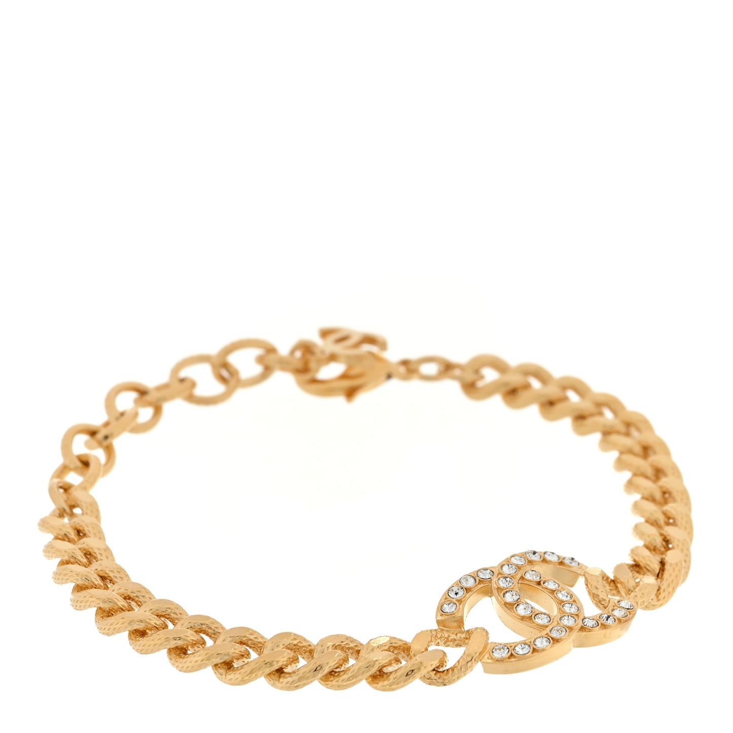 Crystal CC Chain Link Bracelet Gold