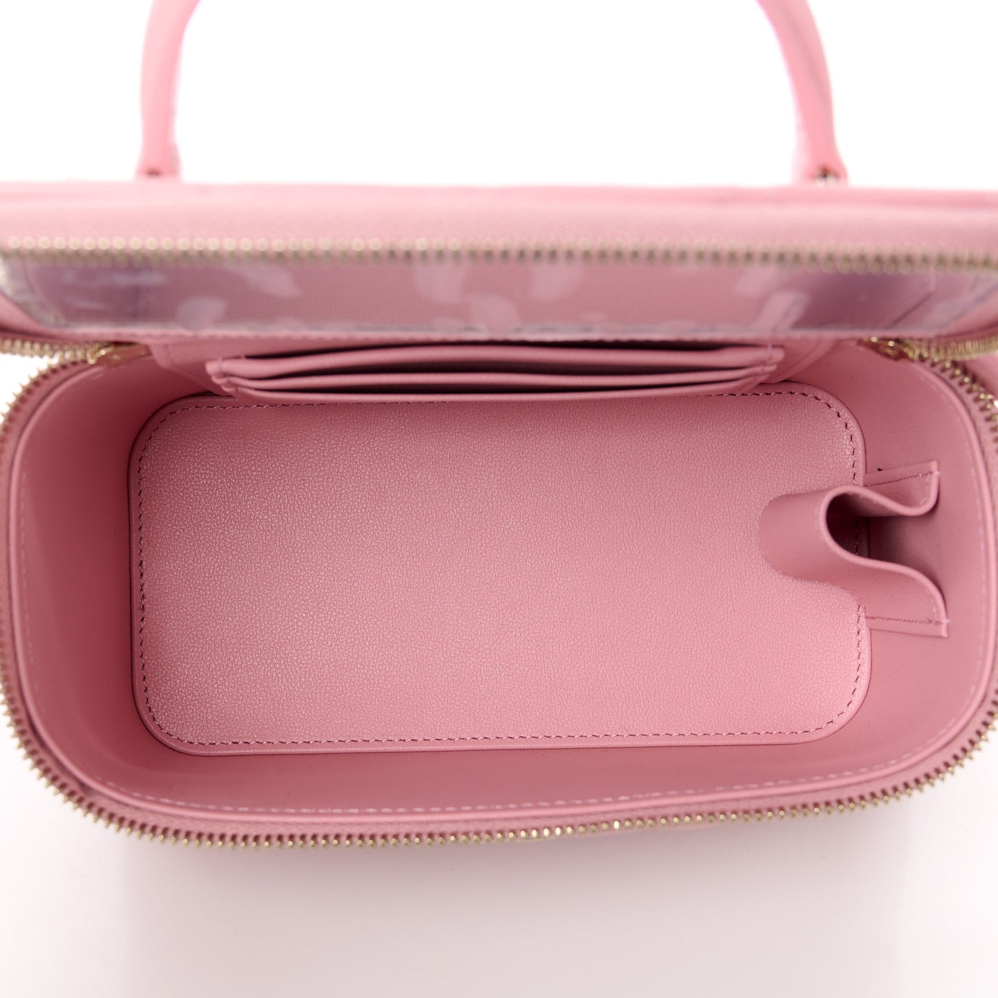 Lambskin Quilted Small Top Handle Vanity Case With Chain Light Pink Light Pink