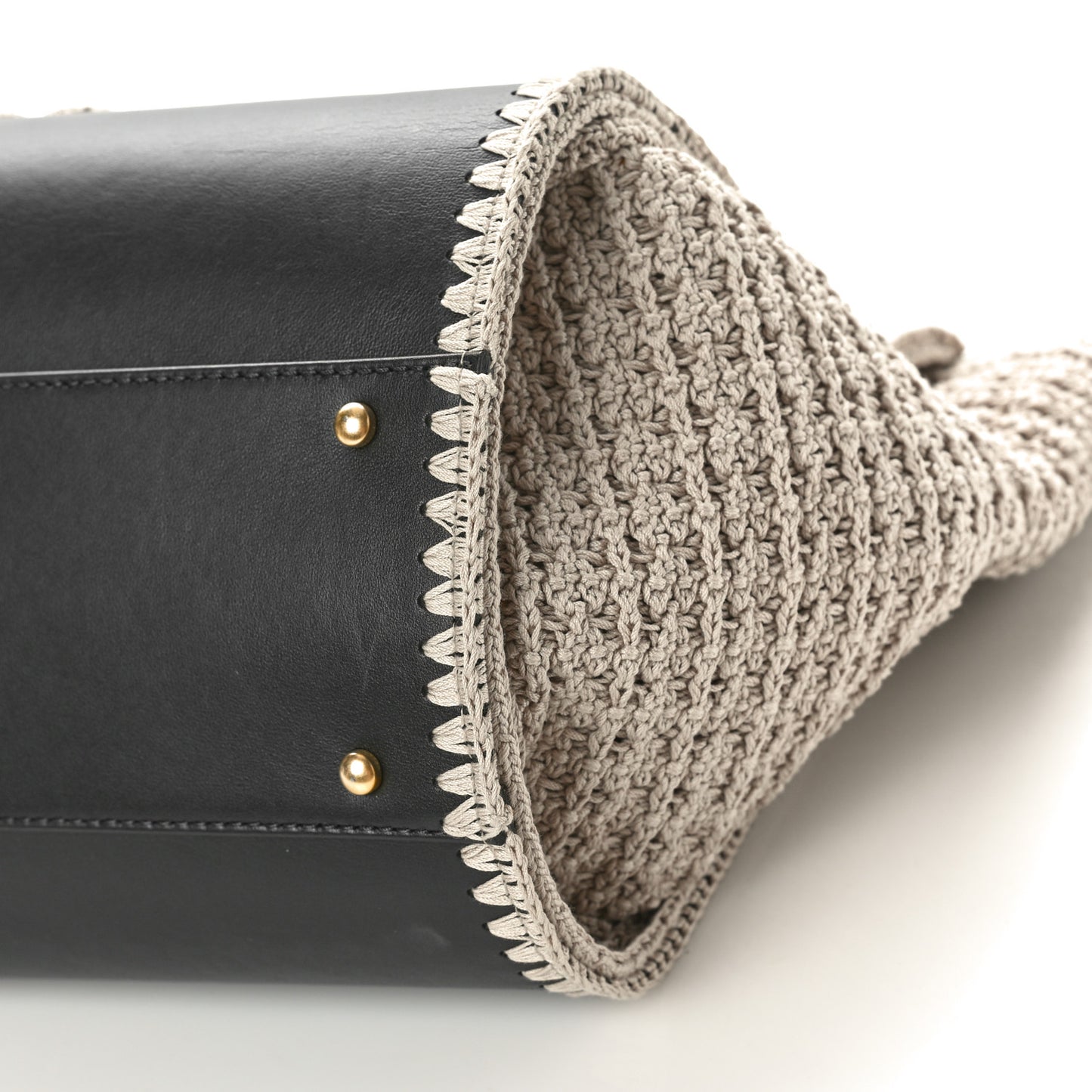 Calfskin Knit Medium Deauville Tote Black Grey
