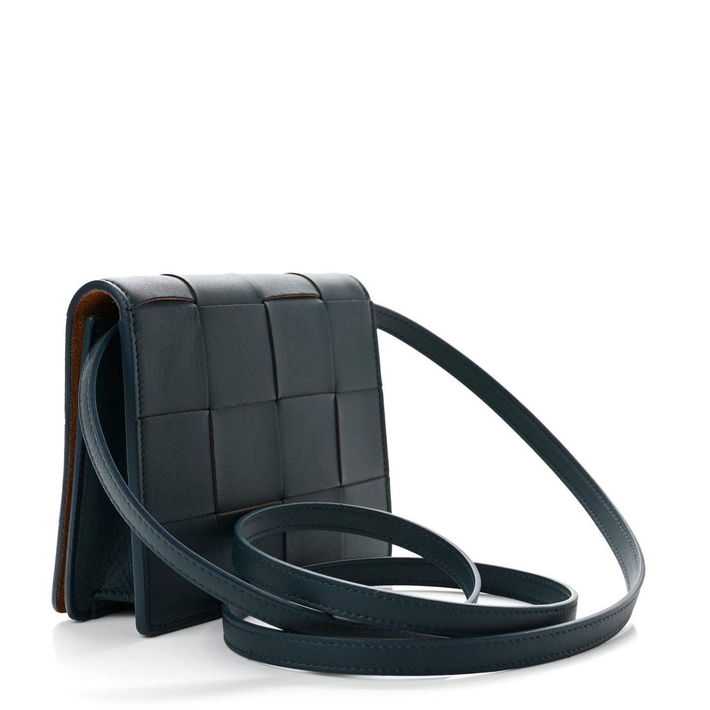 Lambskin Maxi Intrecciato Mini Cassette Crossbody Bag Petrol Blue