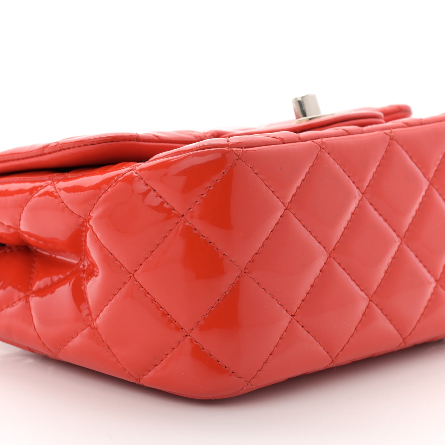 Patent Quilted Mini Square Flap Red