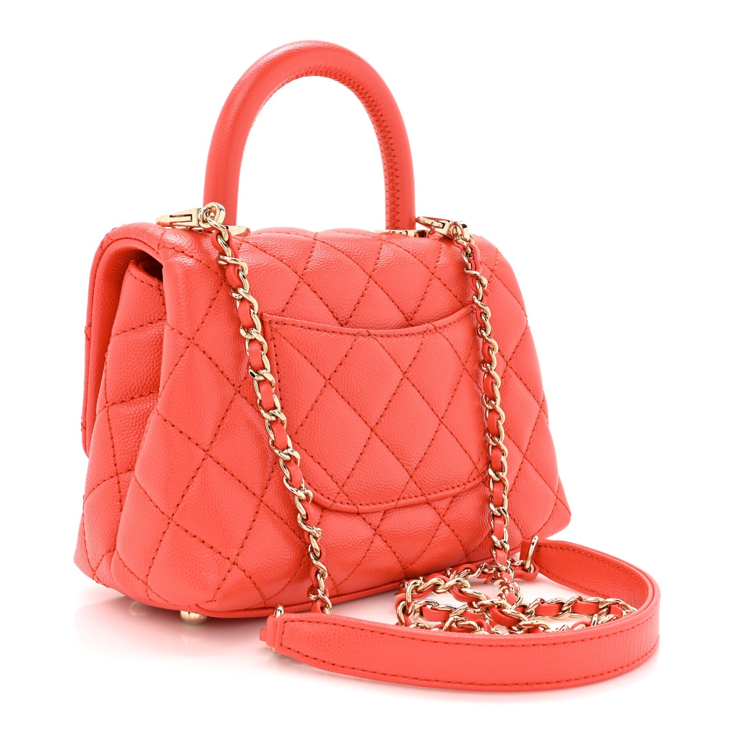Caviar Quilted Extra Mini Coco Handle Flap Red