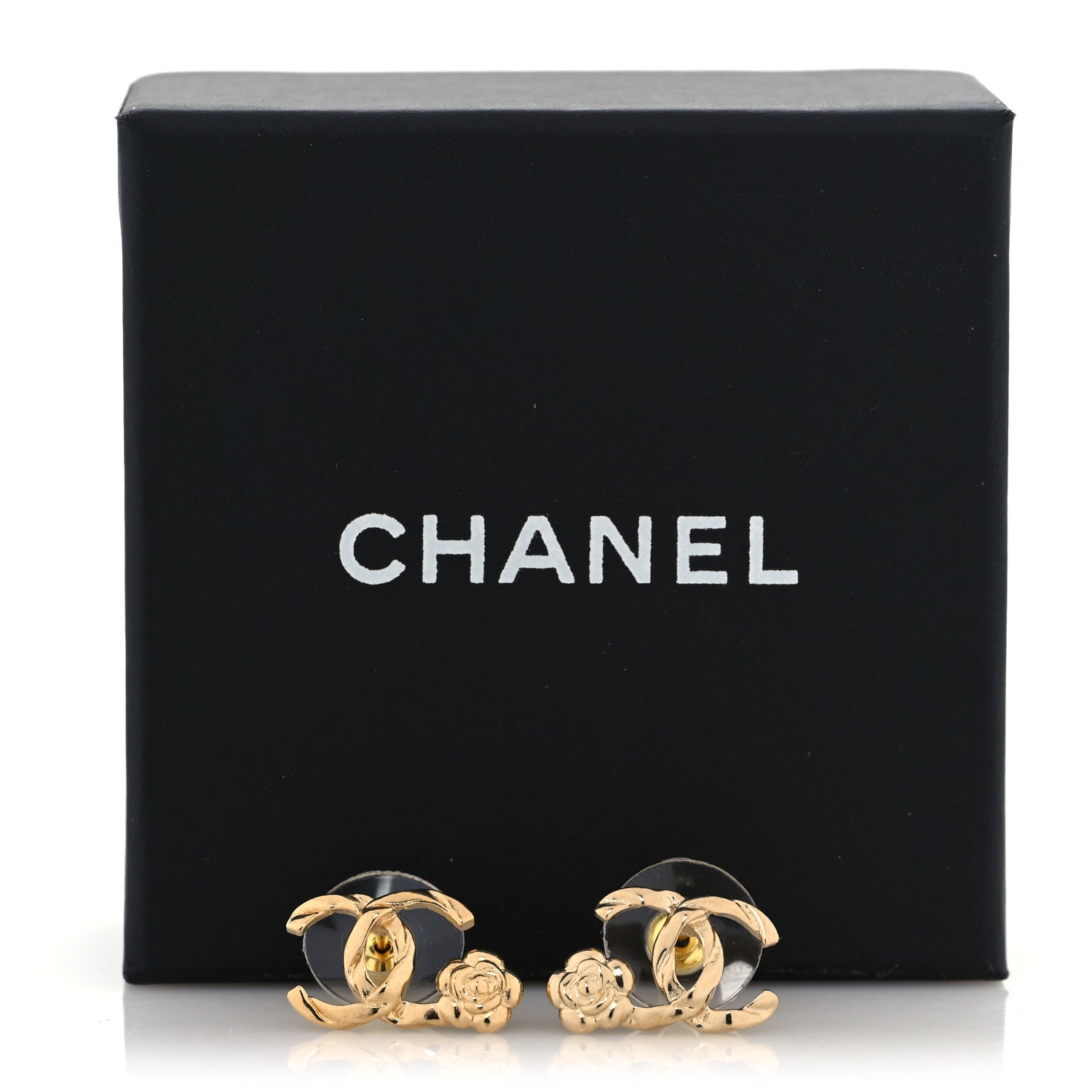 Chanel Metal Camellia CC Earrings Gold 5 of 5
