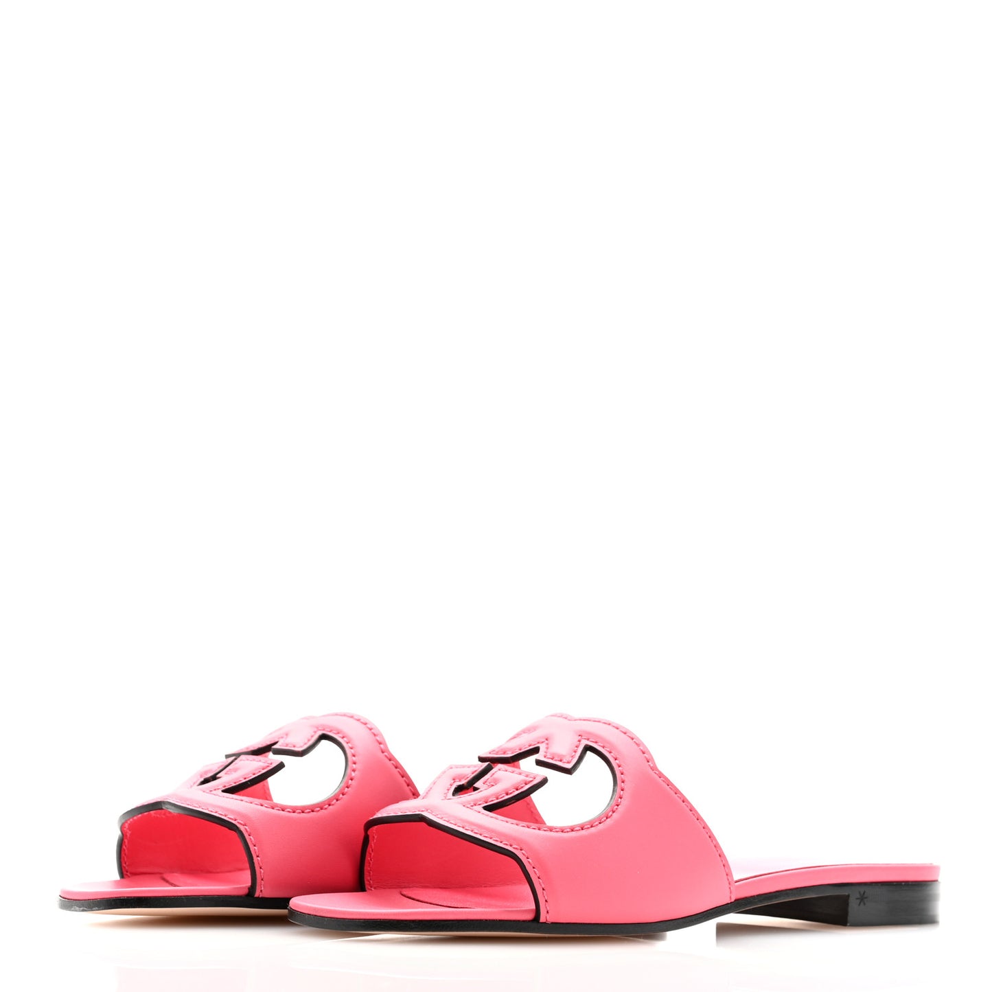 Cosmos Softy Calfskin Interlocking G Cut Out Slide Sandals 36 Rhodamine Pink