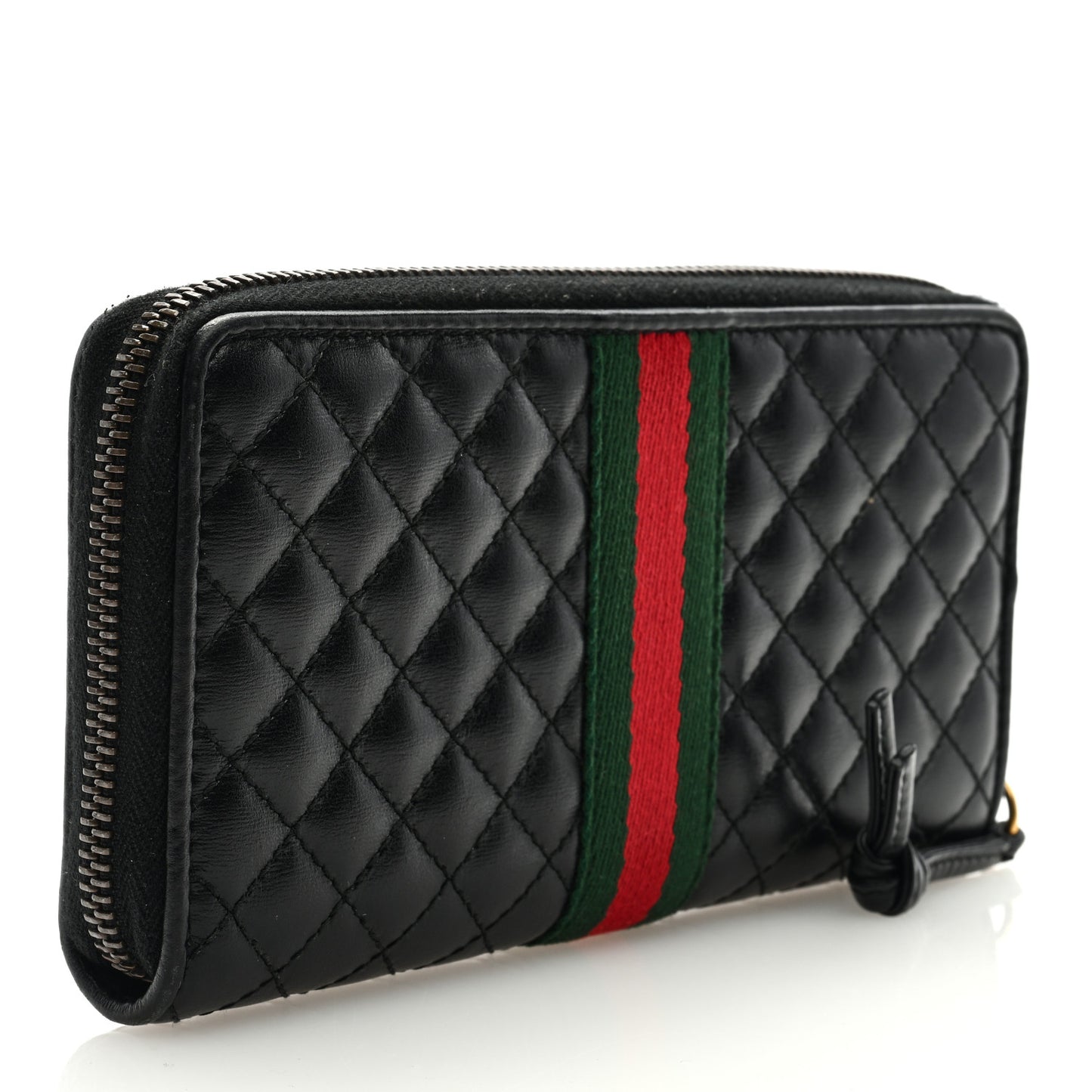 Calfskin Web Trapuntata GG Zip Around Wallet Black
