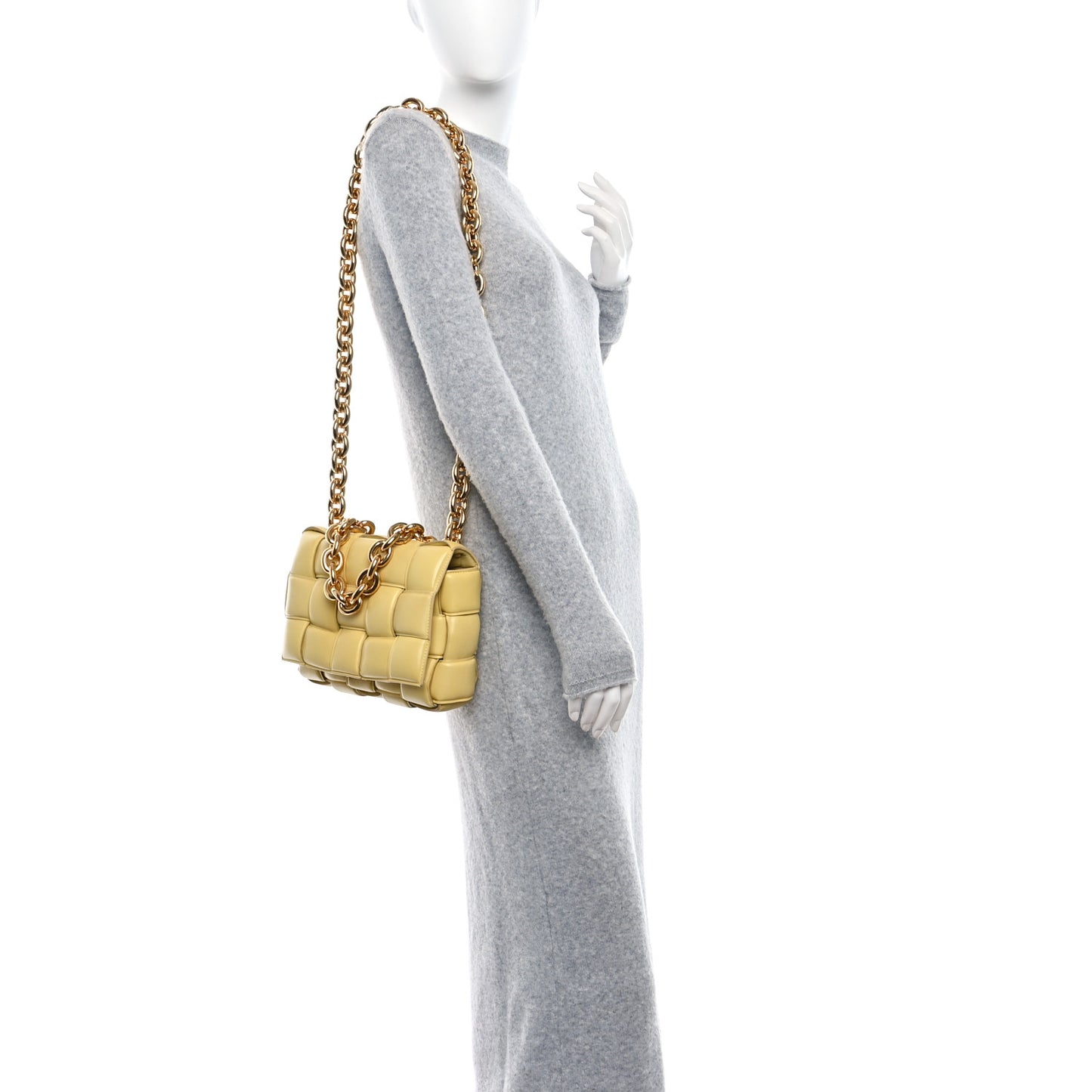 Lambskin Maxi Intreccio Padded Chain Cassette Crossbody Bag Corn
