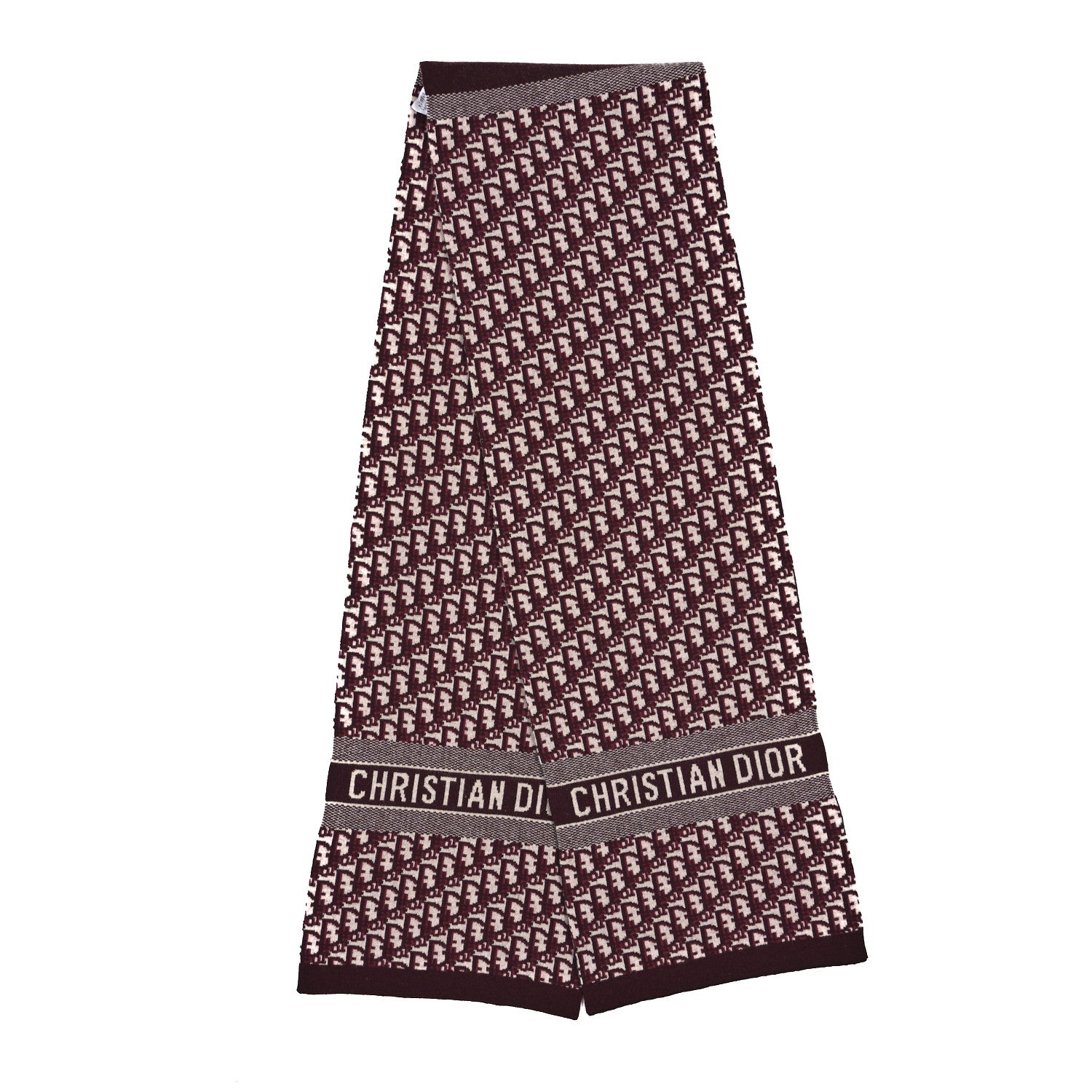 Christian Dior Wool Cashmere Oblique Scarf Burgundy 2 of 3