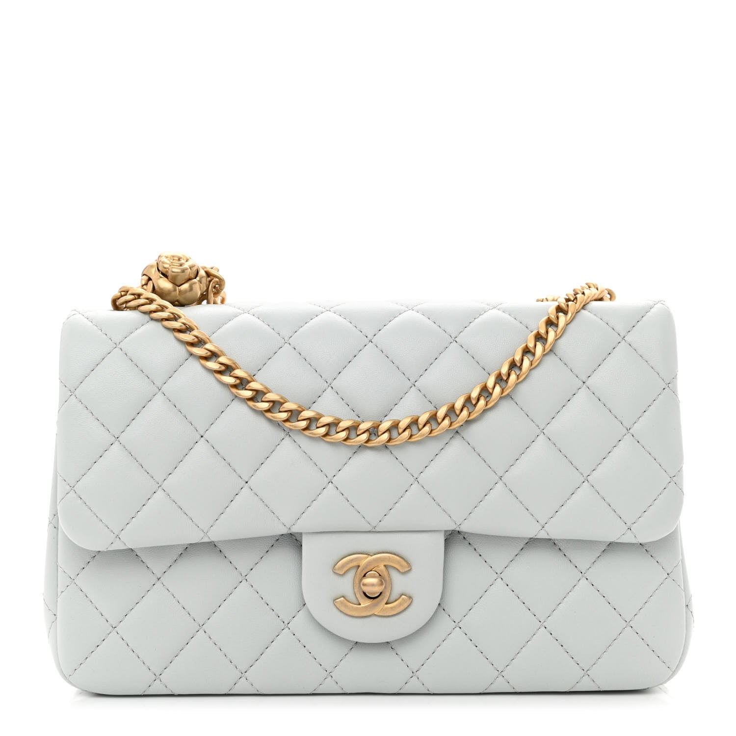 Chanel Lambskin Quilted Small Sweet Camellia Flap Light Blue 1 of 11