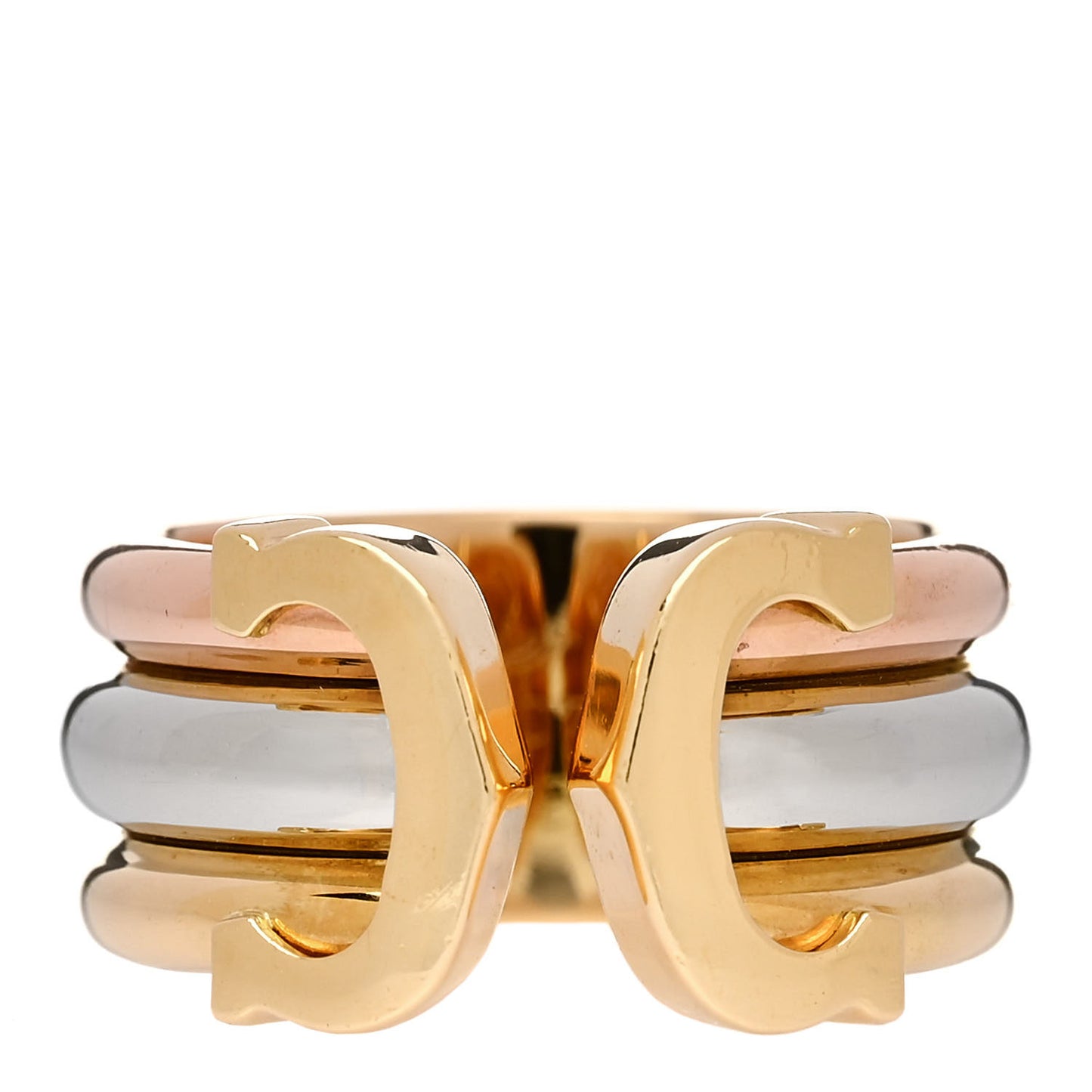 18K Pink Yellow White Gold 8mm C De Cartier Ring 47 4.25