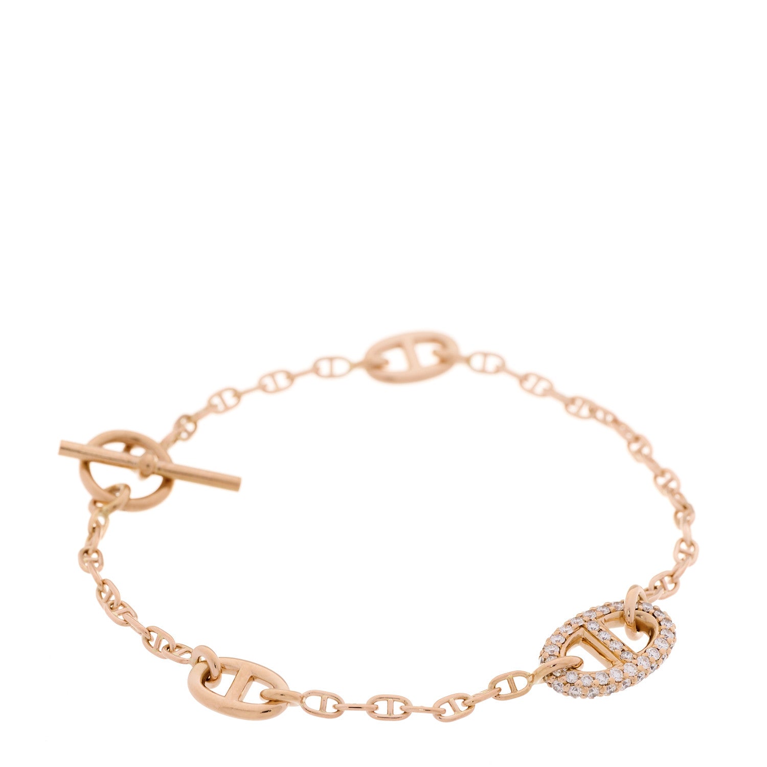 Hermes 18K Rose Gold Diamond PM Farandole Bracelet ST 1730884