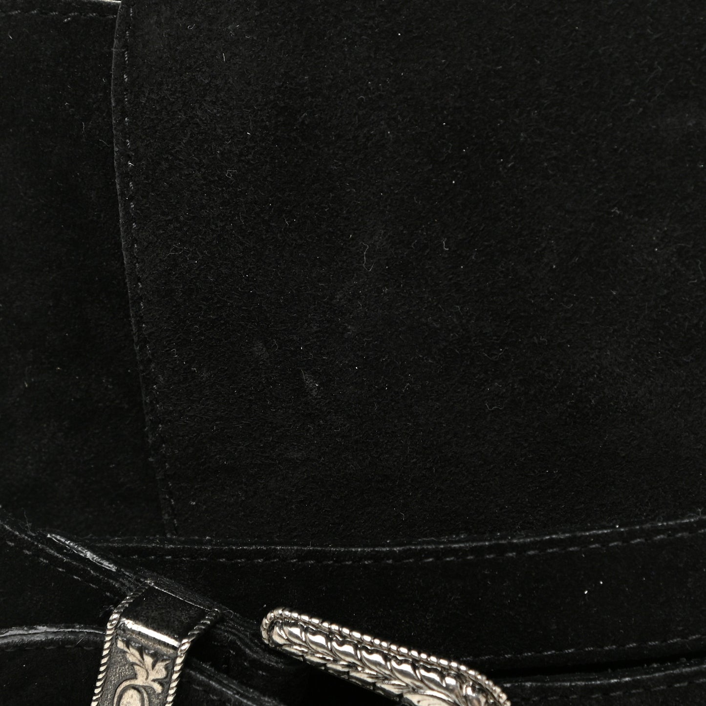 Suede Mica Buckle Western Ankle Booties 39 Black