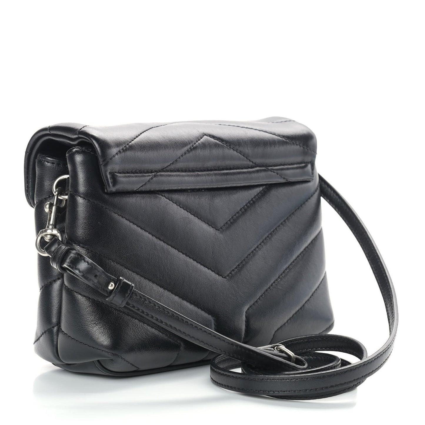 Calfskin Y Quilted Monogram Toy Loulou Crossbody Bag Black