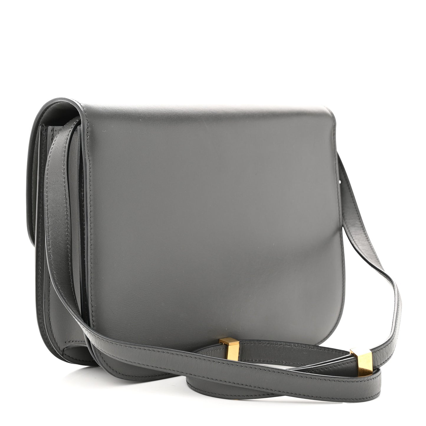 Box Calfskin Medium Classic Box Flap Bag Zinc