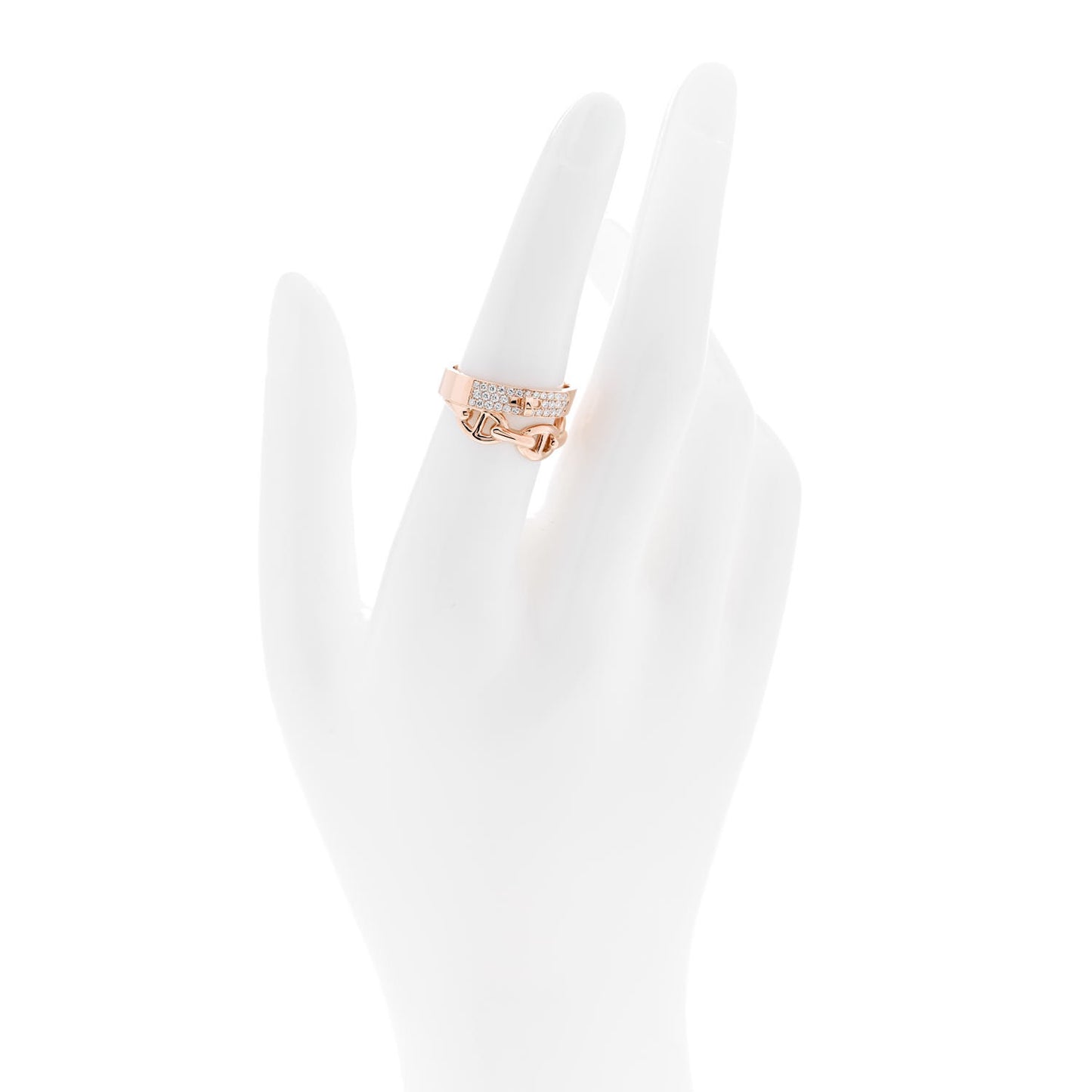 18K Rose Gold Kelly Diamond Double Tour Chaine d'Ancre Pave Ring 53 6.25