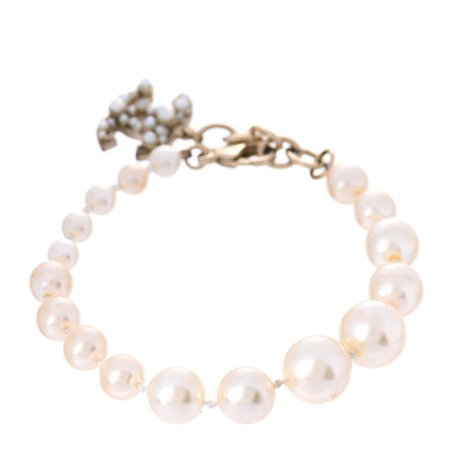 Graduated Pearl CC Bracelet Gold