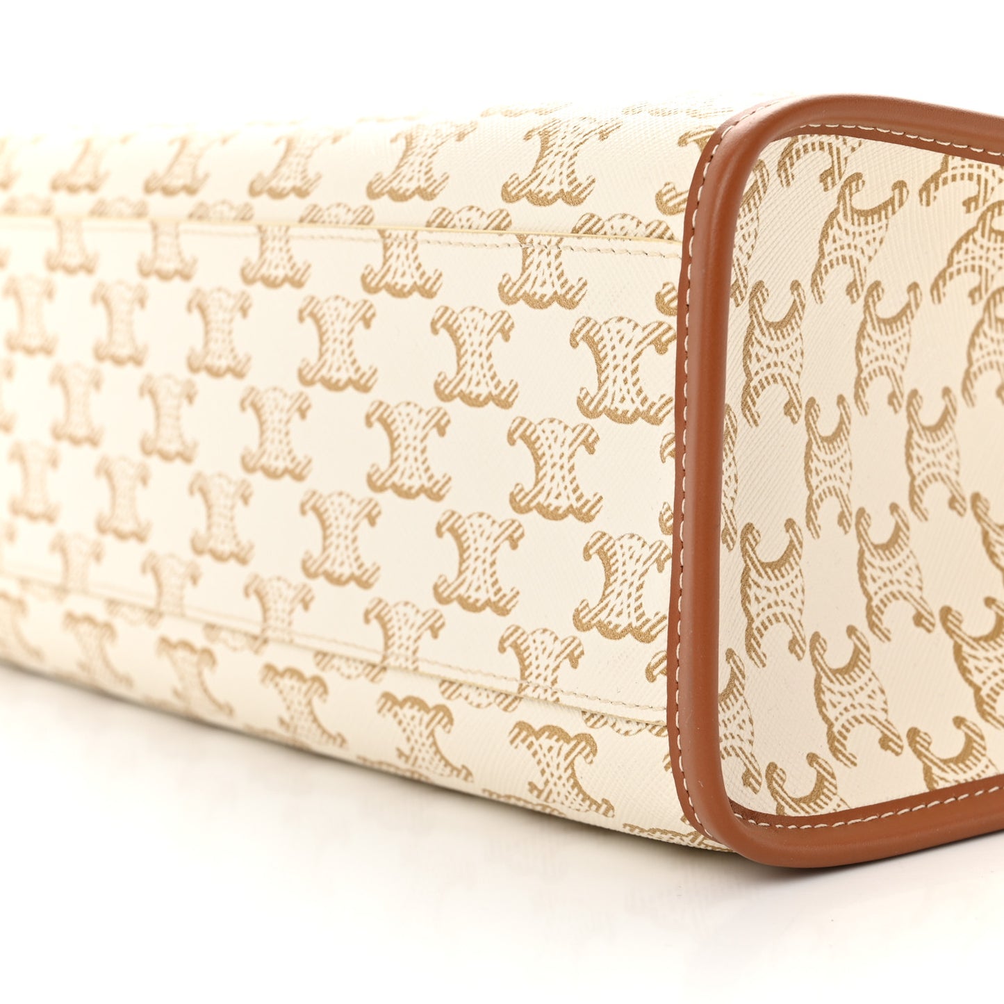 Triomphe Canvas Calfskin Mini Horizontal Cabas White