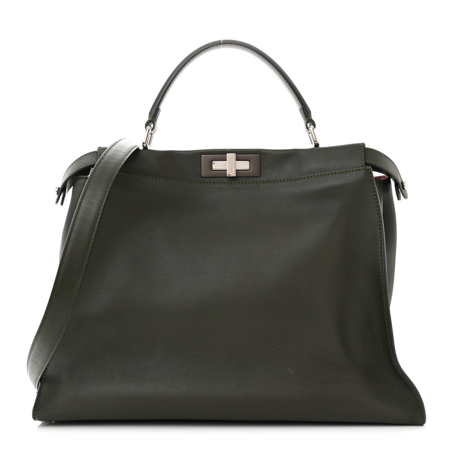 Vitello Seta Shiny Nappa Large Peekaboo Iconic Satchel Verde Prato